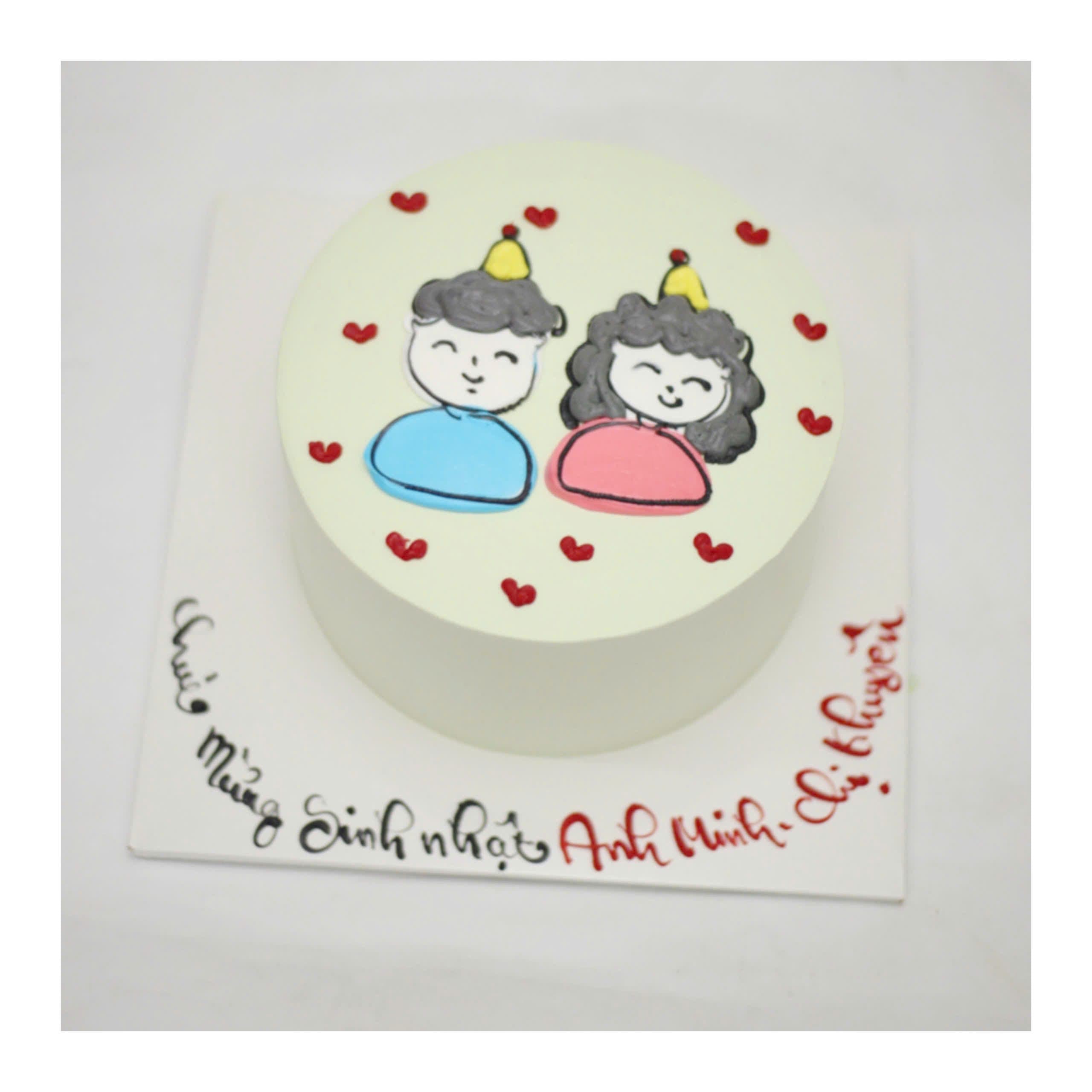 Bánh vẽ cặp đôi chúc mừng sinh nhật