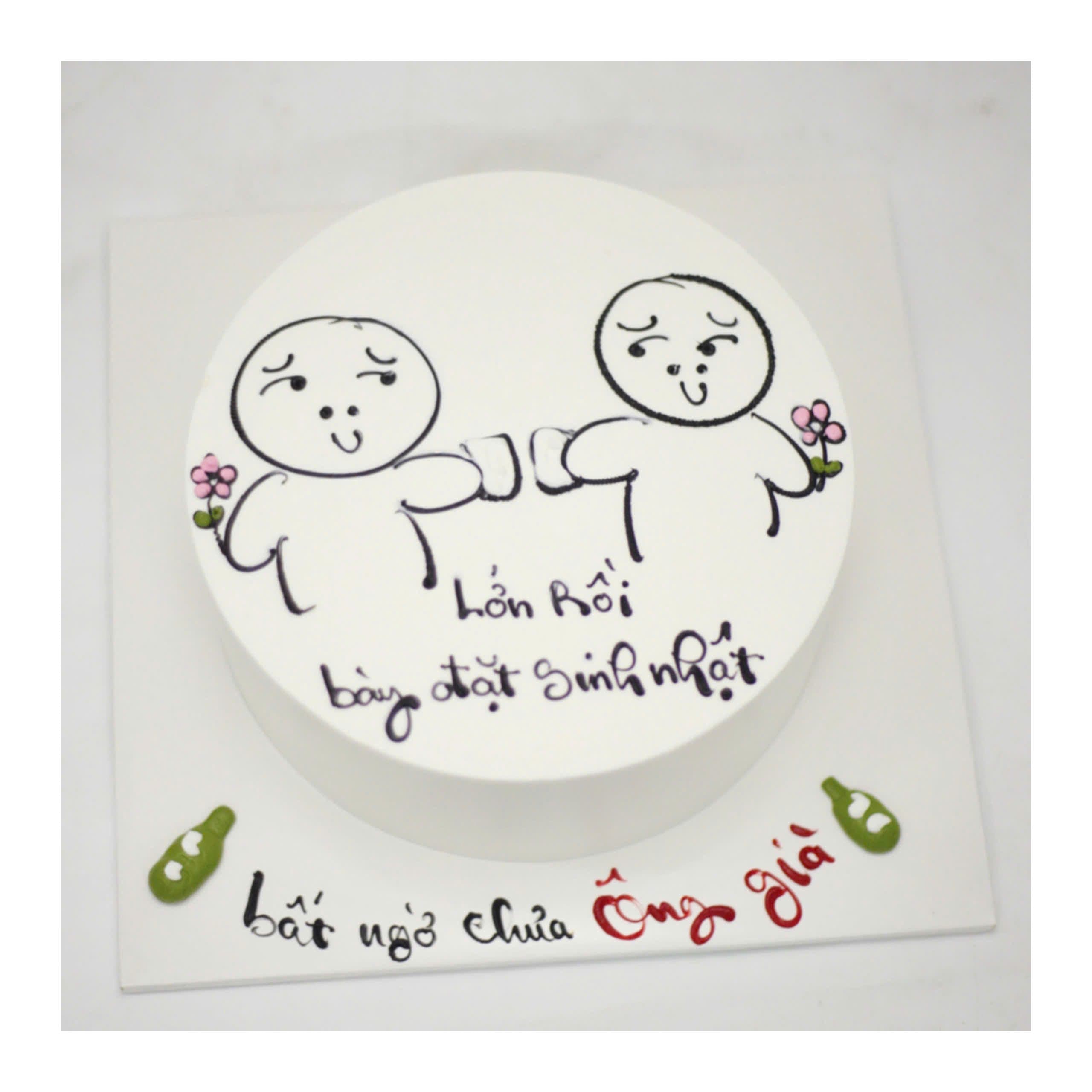 Bánh vẽ hài hước chúc mừng ông già