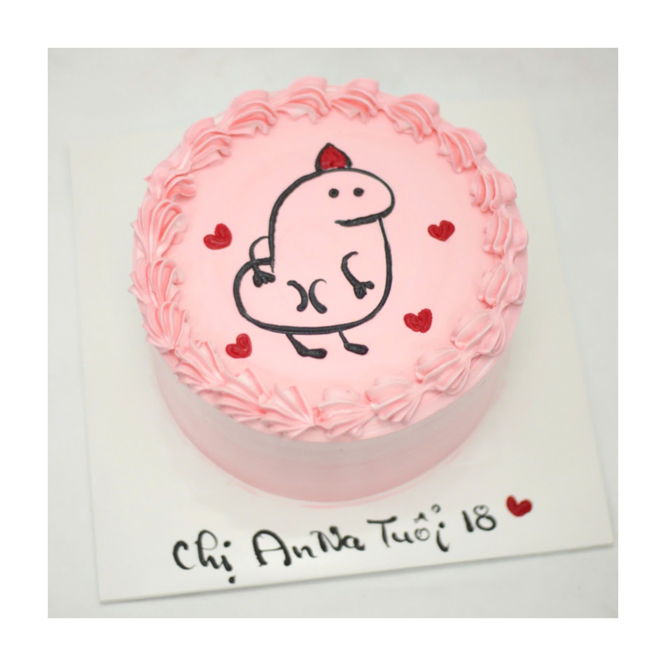 Bánh vẽ nhân vật hoạt hình hồng