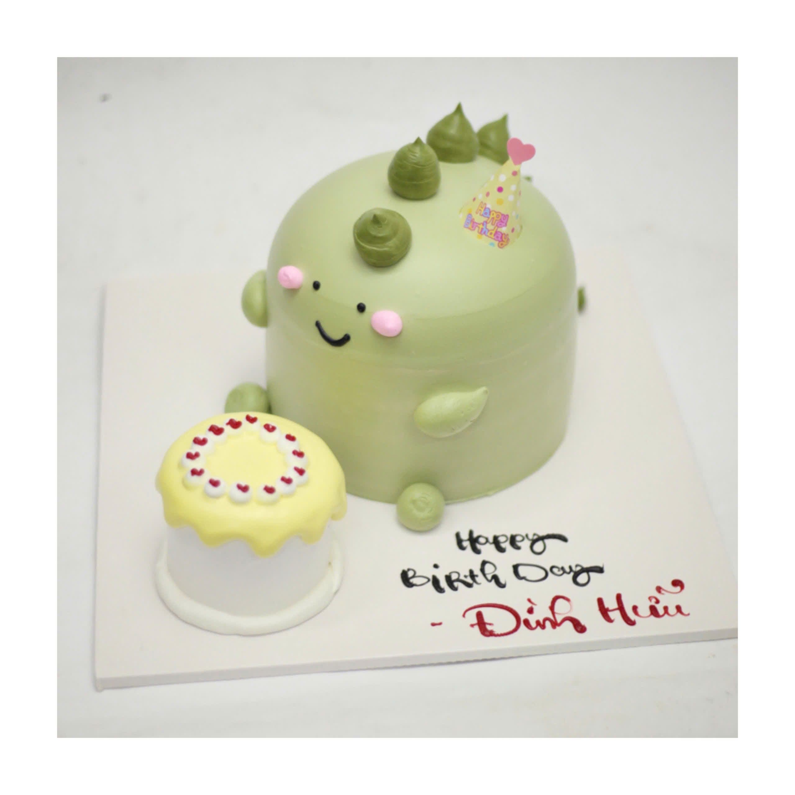 Bánh kem tạo hình khủng long xanh dễ thương