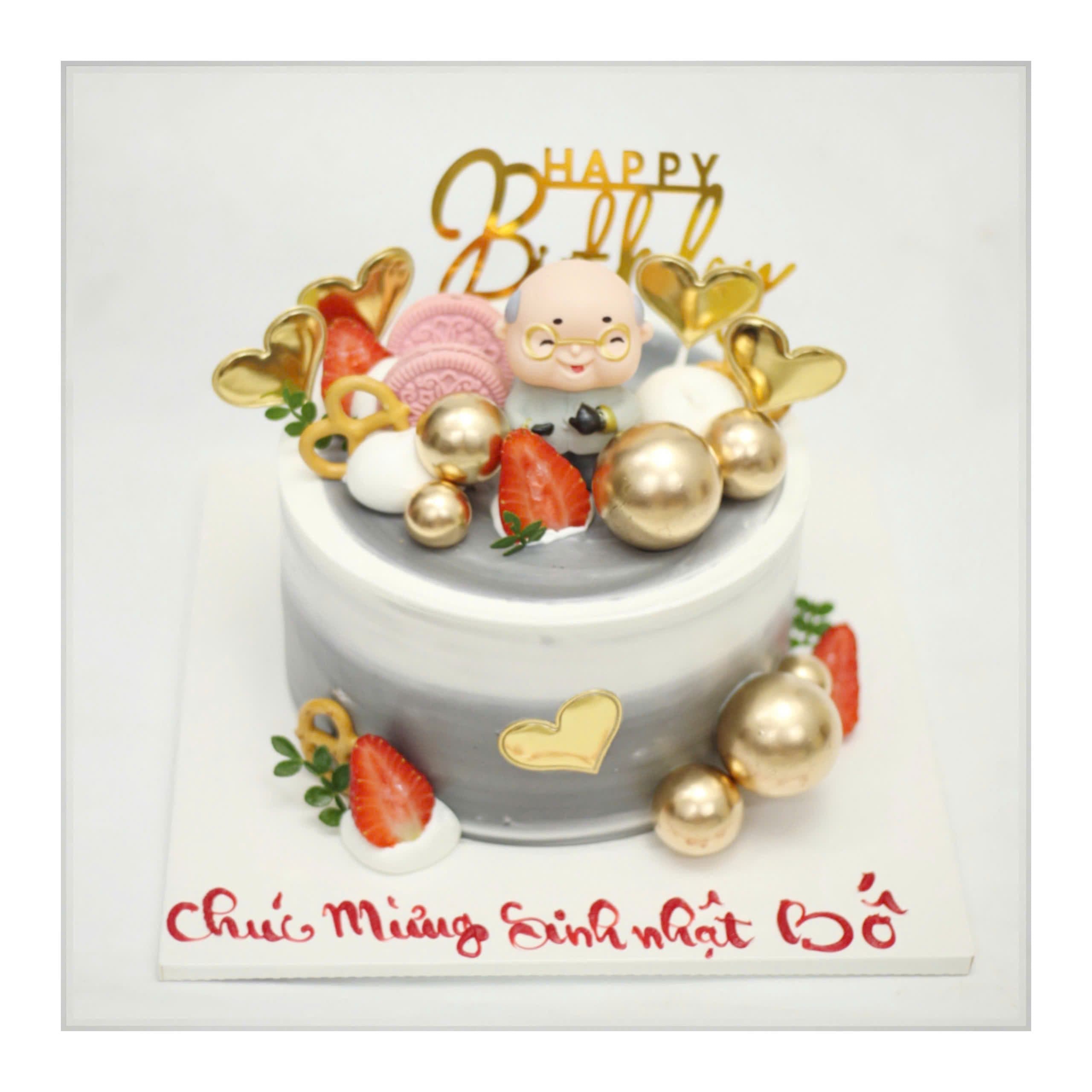 Bánh kem mừng sinh nhật bố tông xám bạc