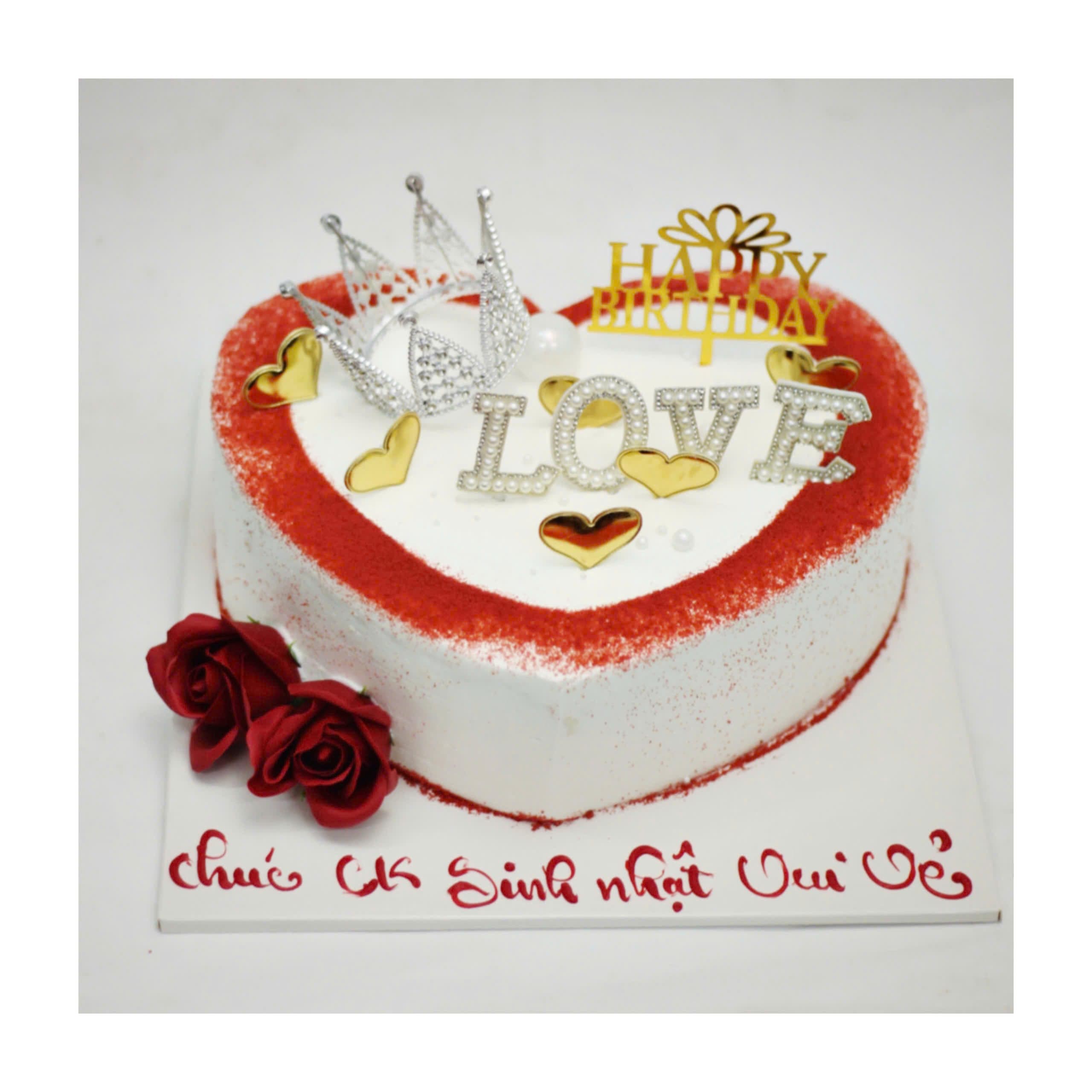 Bánh kem trái tim đỏ tặng chồng yêu