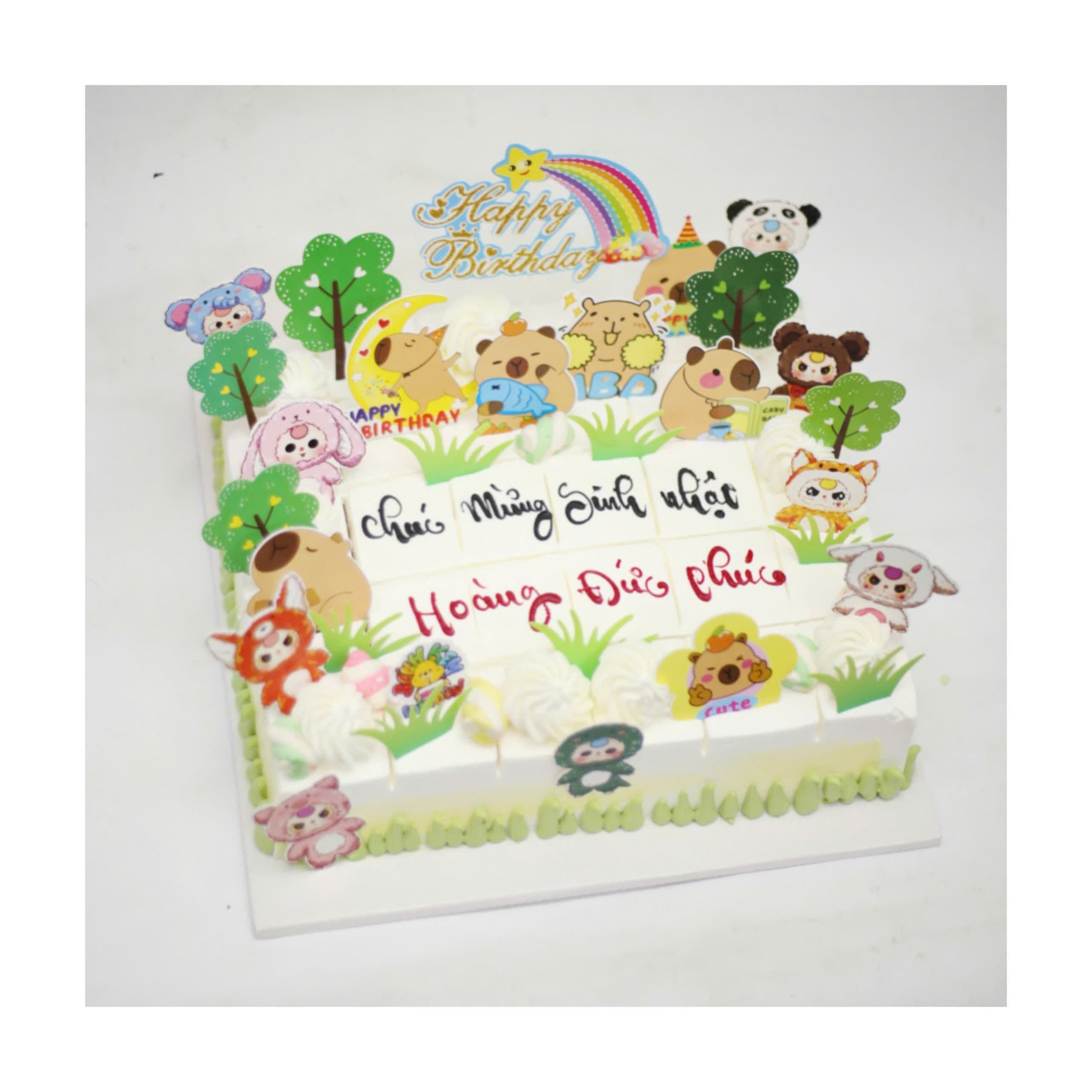 Bánh kem vuông Capybara và những người bạn