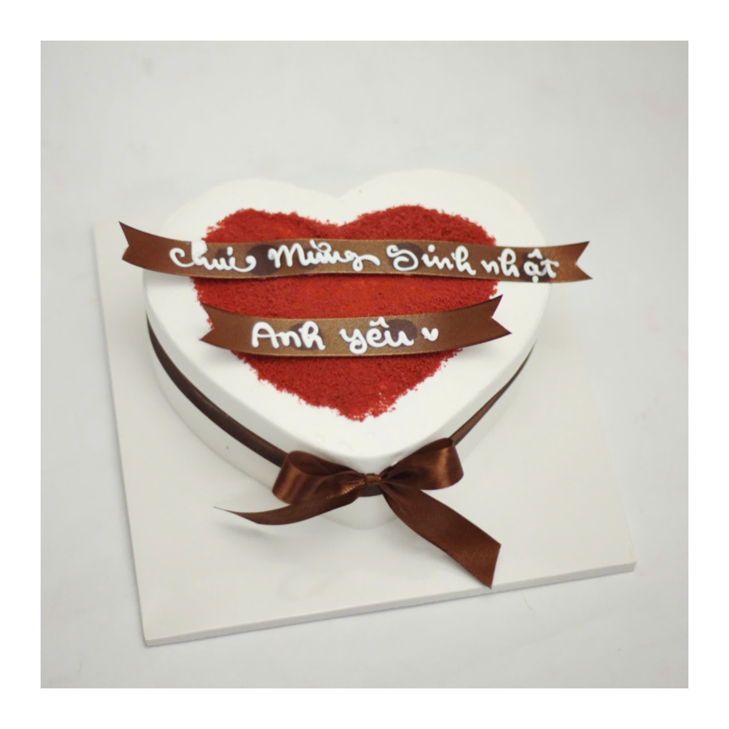 Bánh kem trái tim Red Velvet tặng chồng