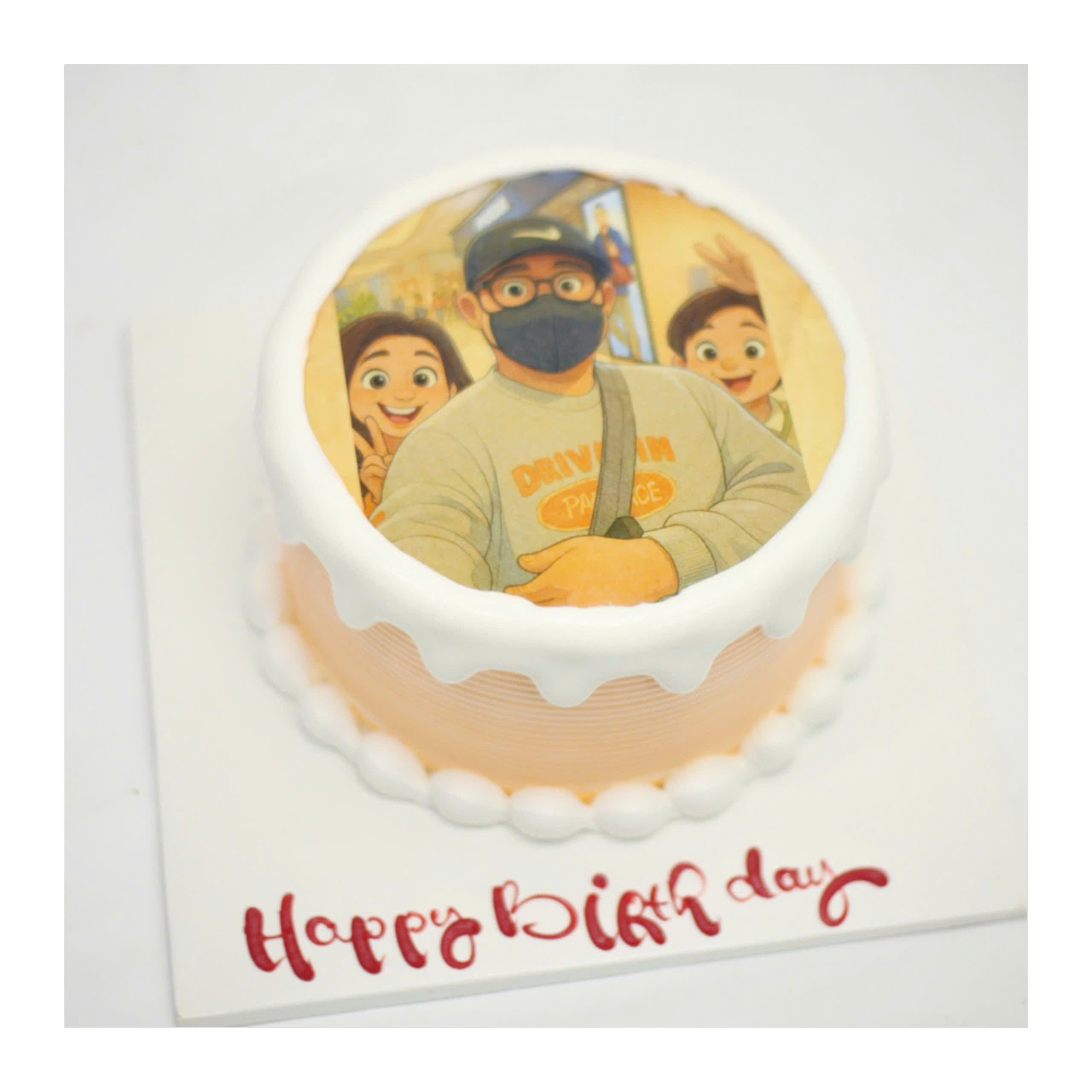 Bánh kem in ảnh gia đình hoạt họa