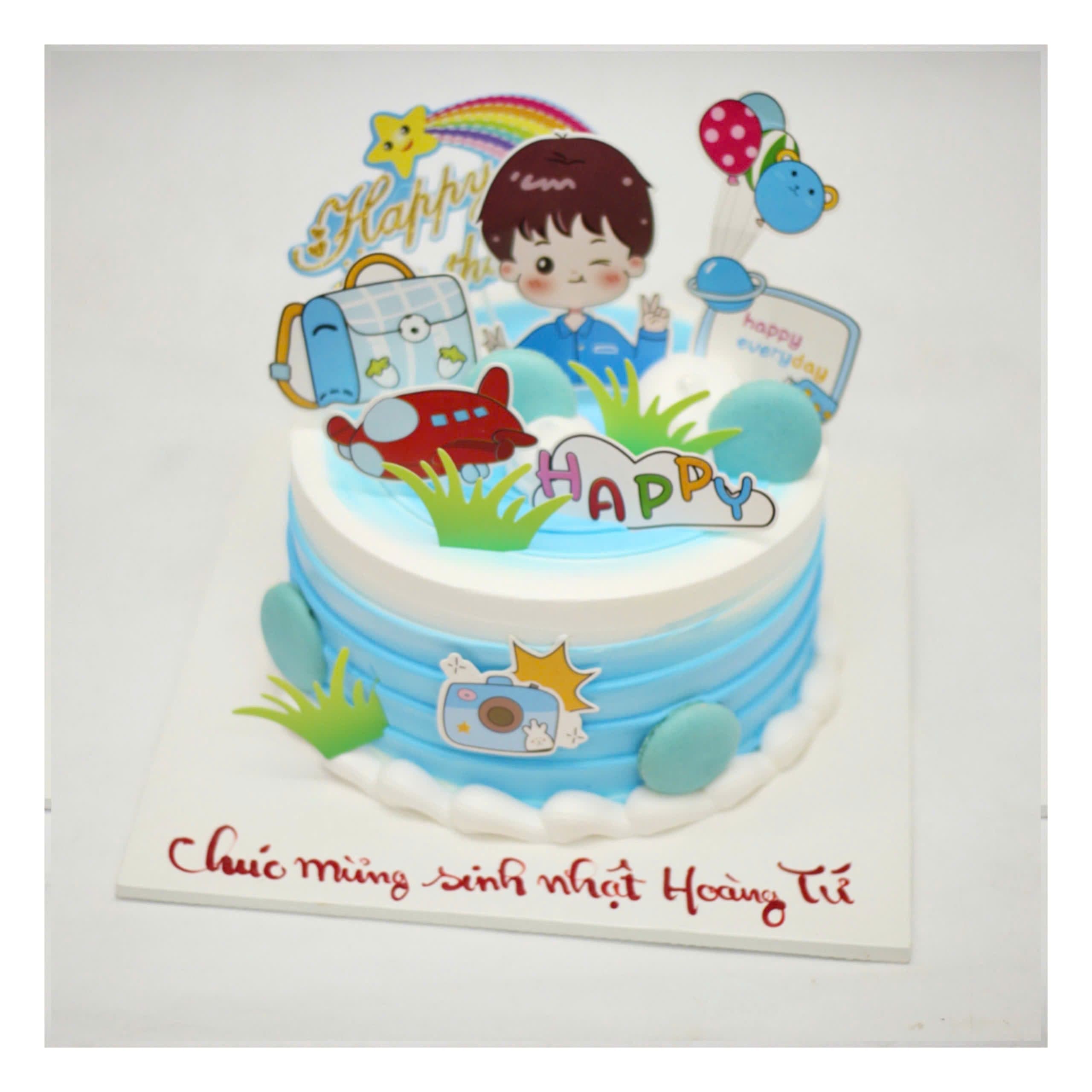 Bánh kem hoạt hình cậu bé vui vẻ