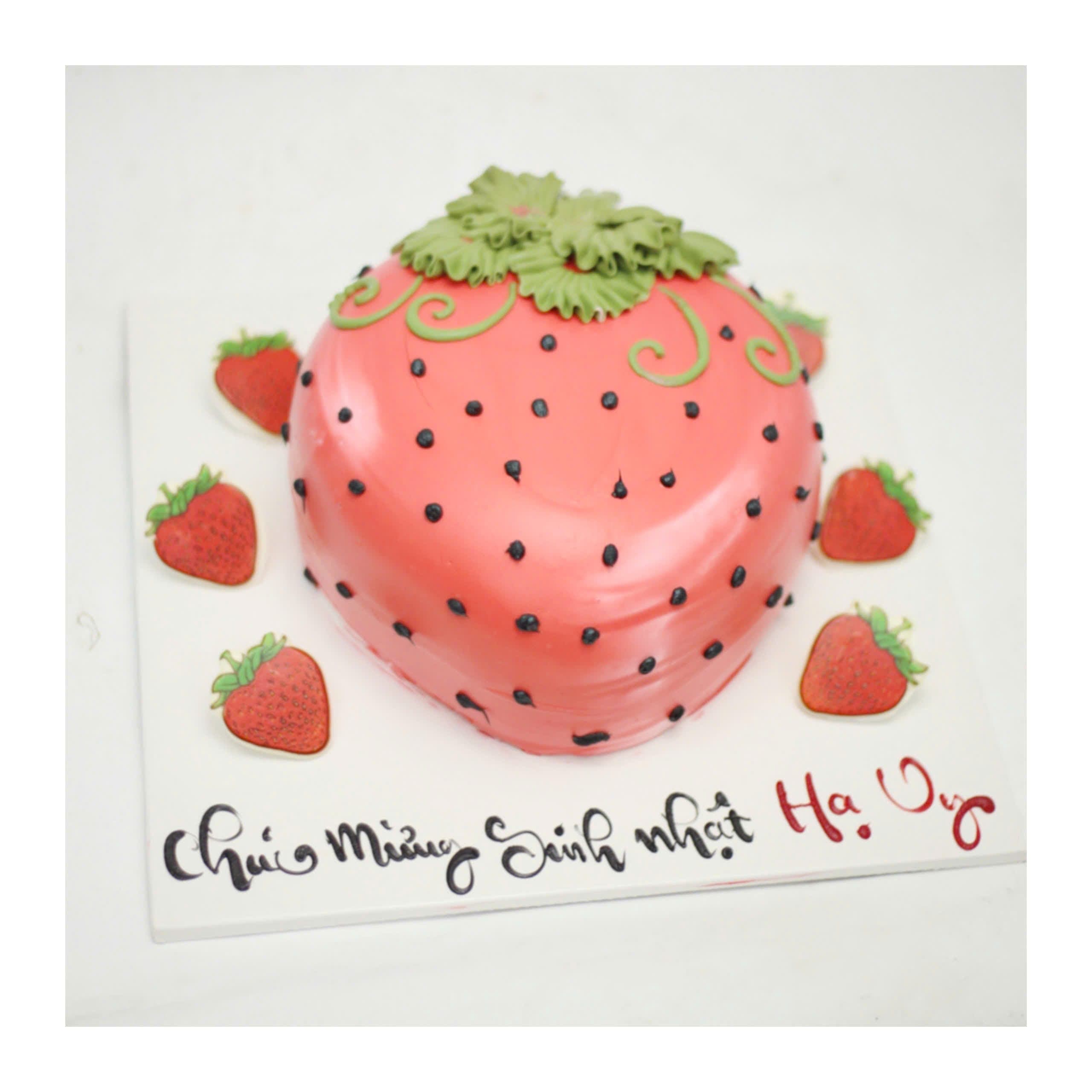 Bánh kem tạo hình quả dâu tây khổng lồ