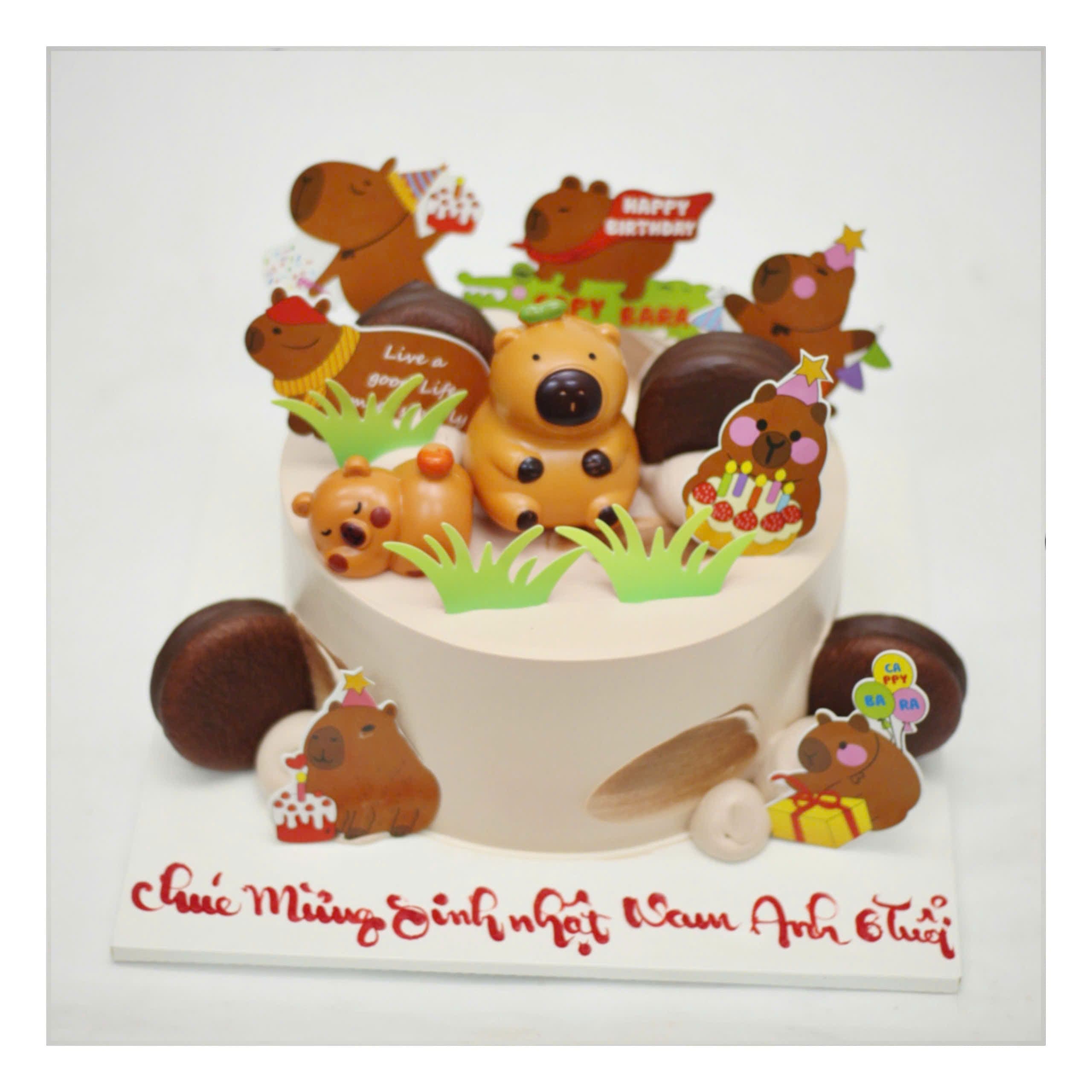 Bánh kem Capybara nâu dễ thương cho bé