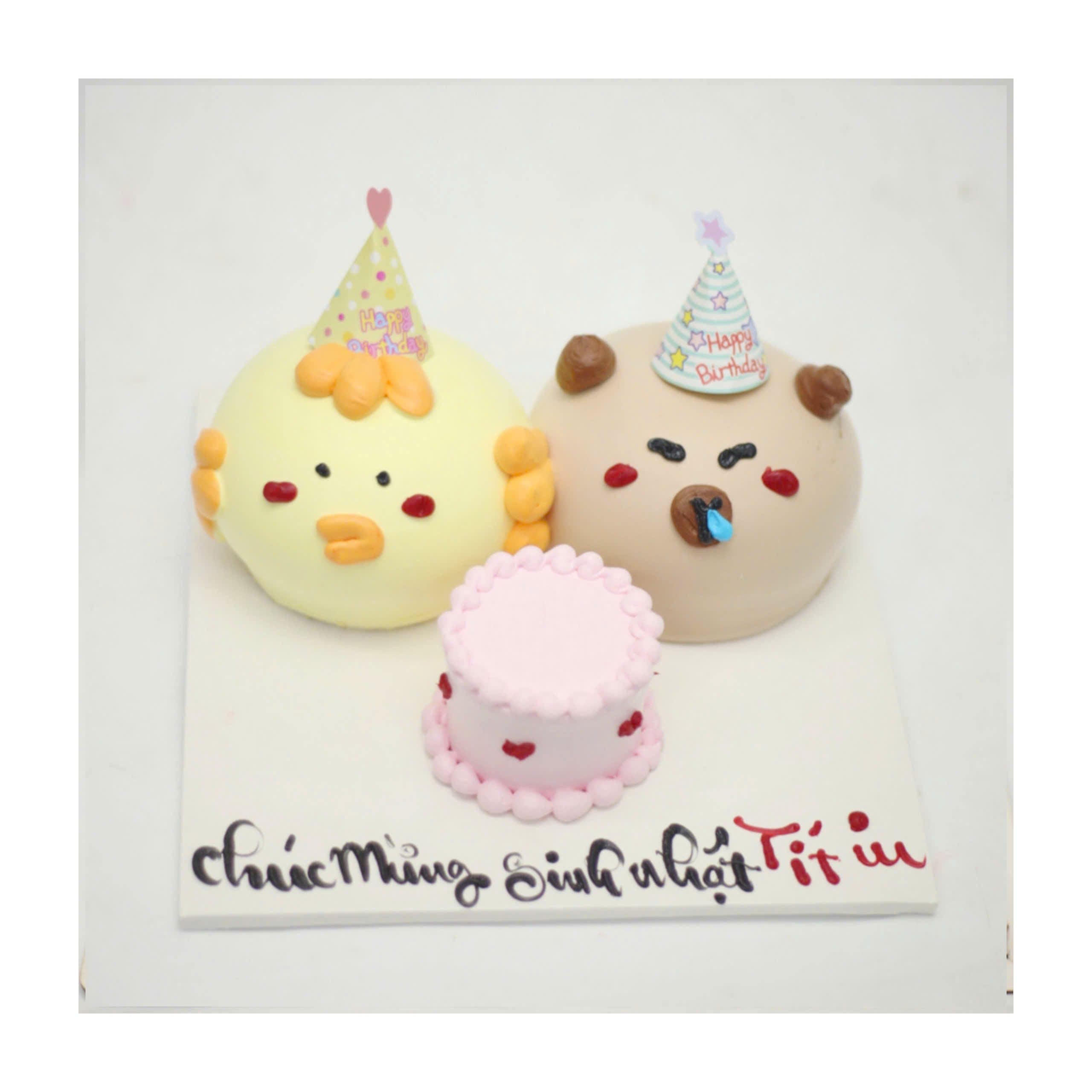 Set bánh kem mini hình gà và gấu