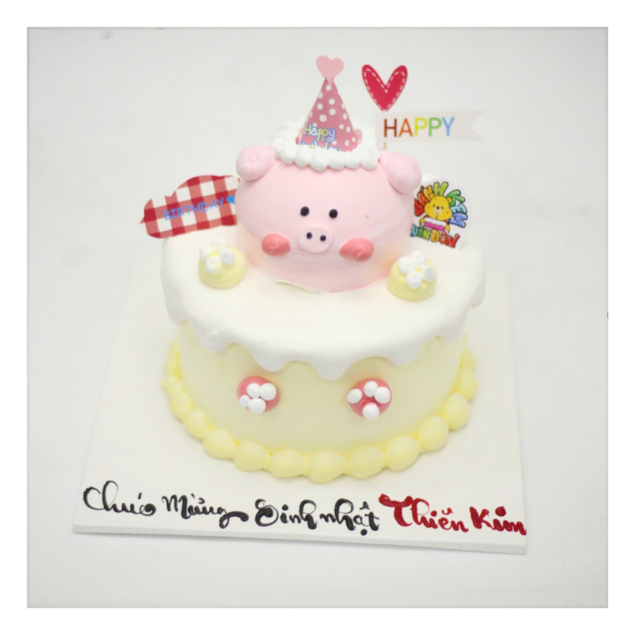 Bánh kem tạo hình chú heo hồng dễ thương