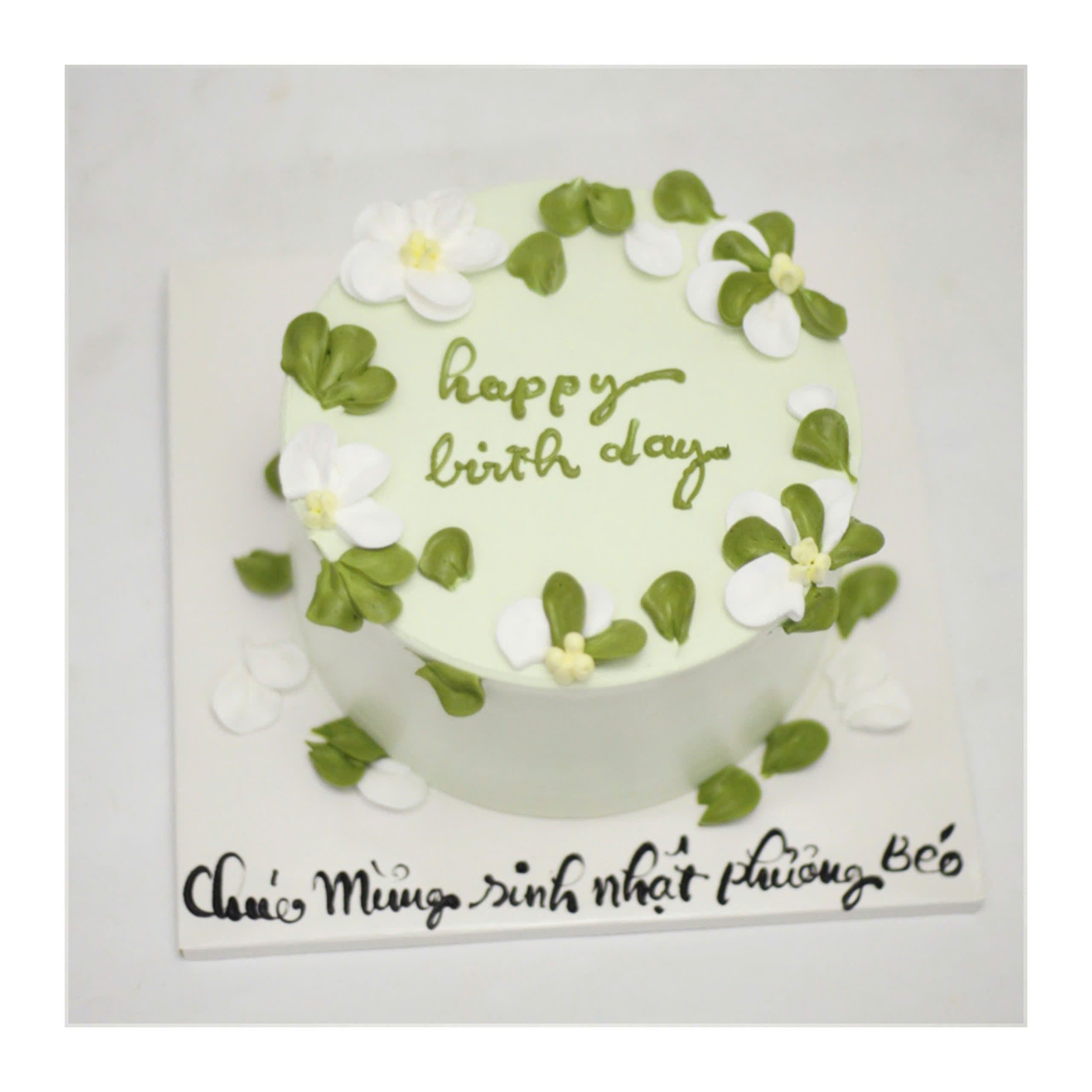 Bánh kem hoa trắng phong cách tối giản Hàn Quốc