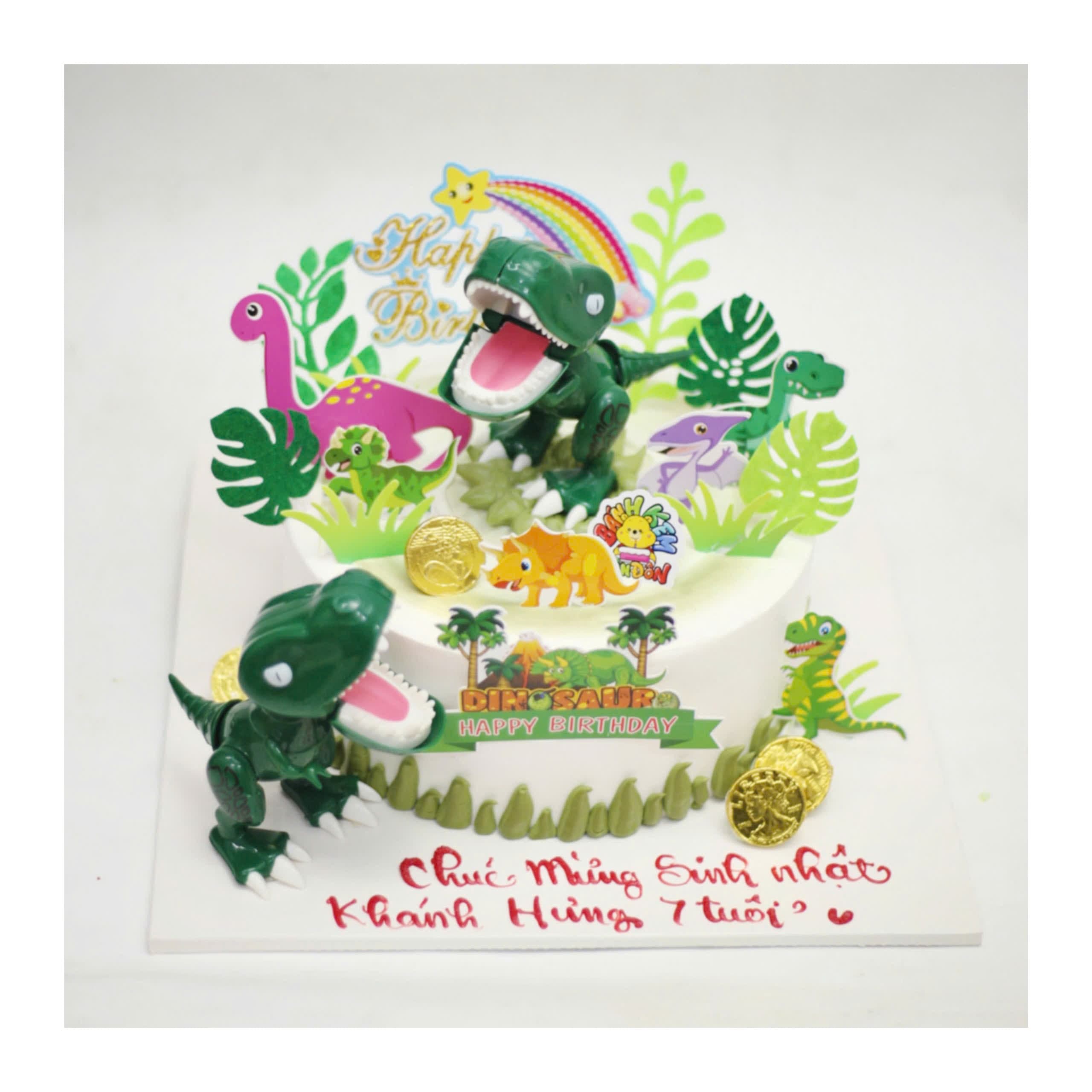 Bánh kem thế giới khủng long xanh cho bé