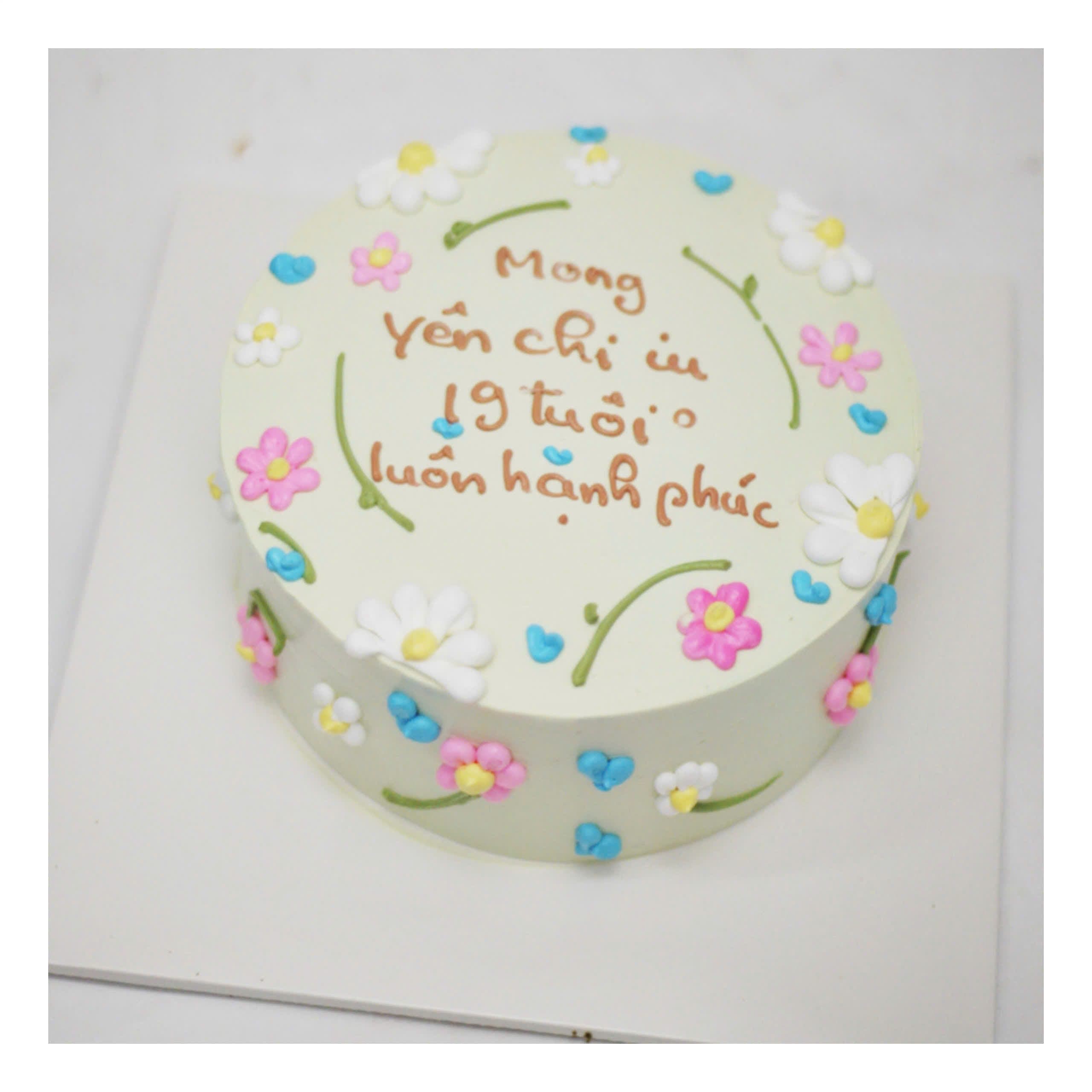 Bánh kem hoa cúc họa mi Hàn Quốc