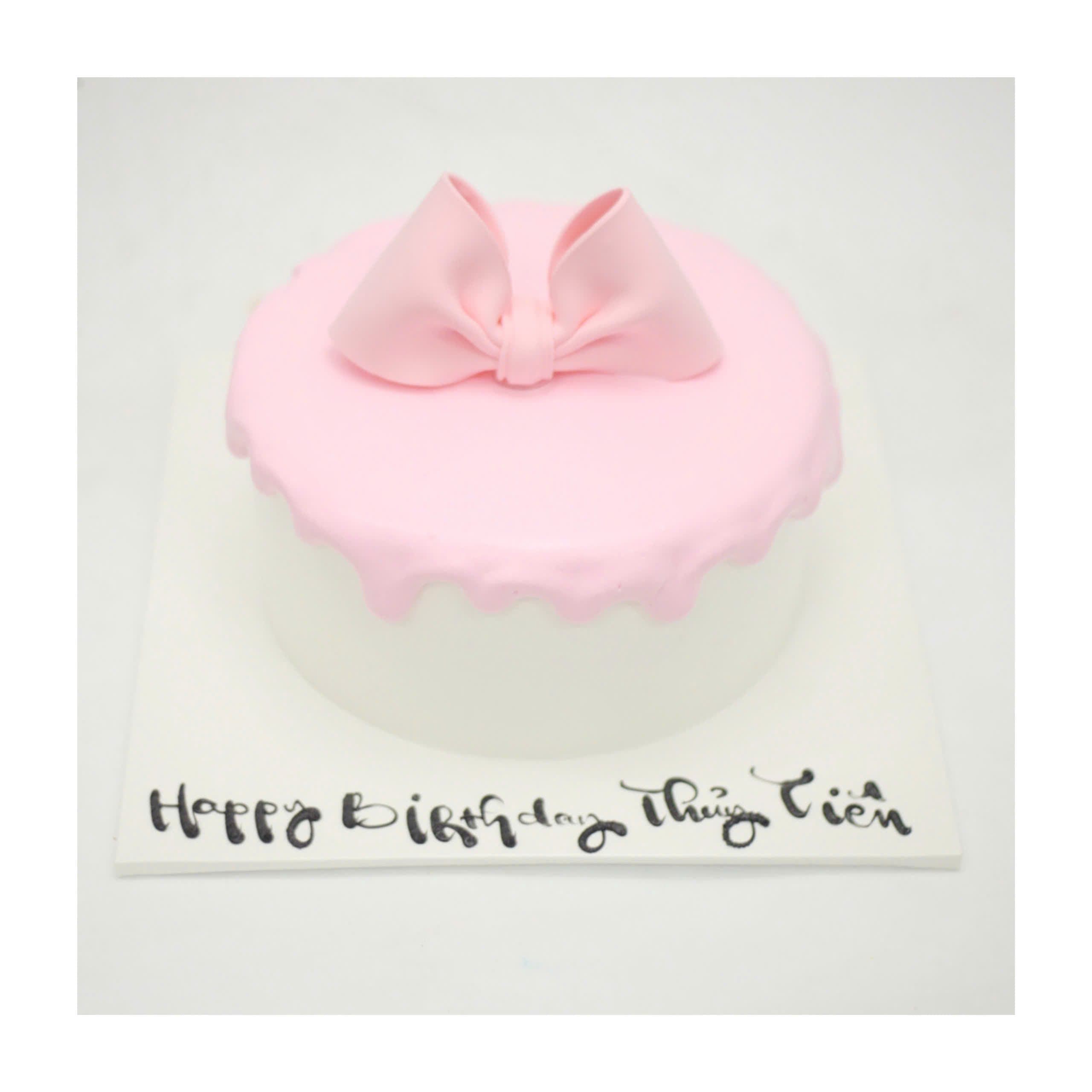 Bánh kem nơ hồng tối giản hiện đại