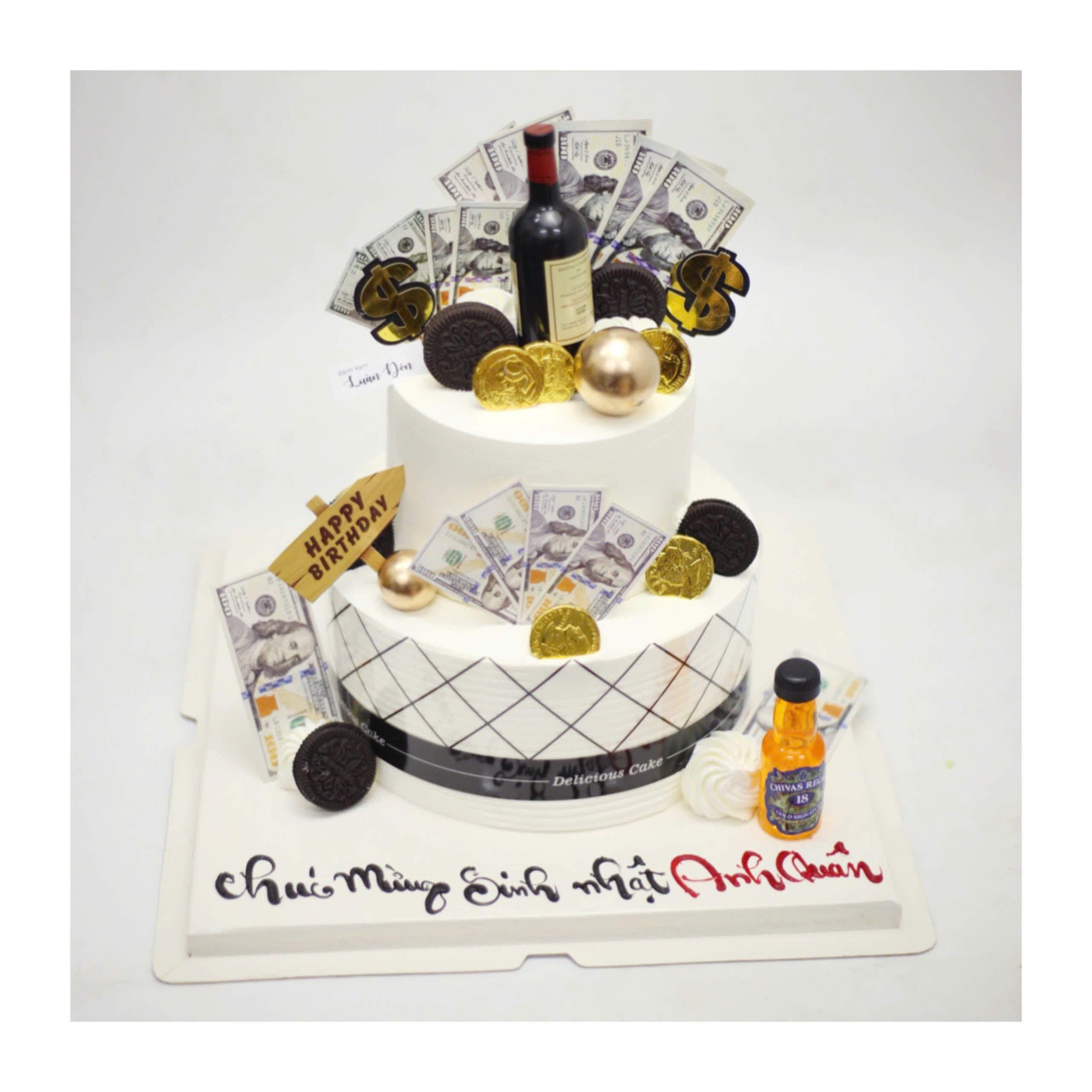 Bánh kem hũ vàng và đô la Anh Quân