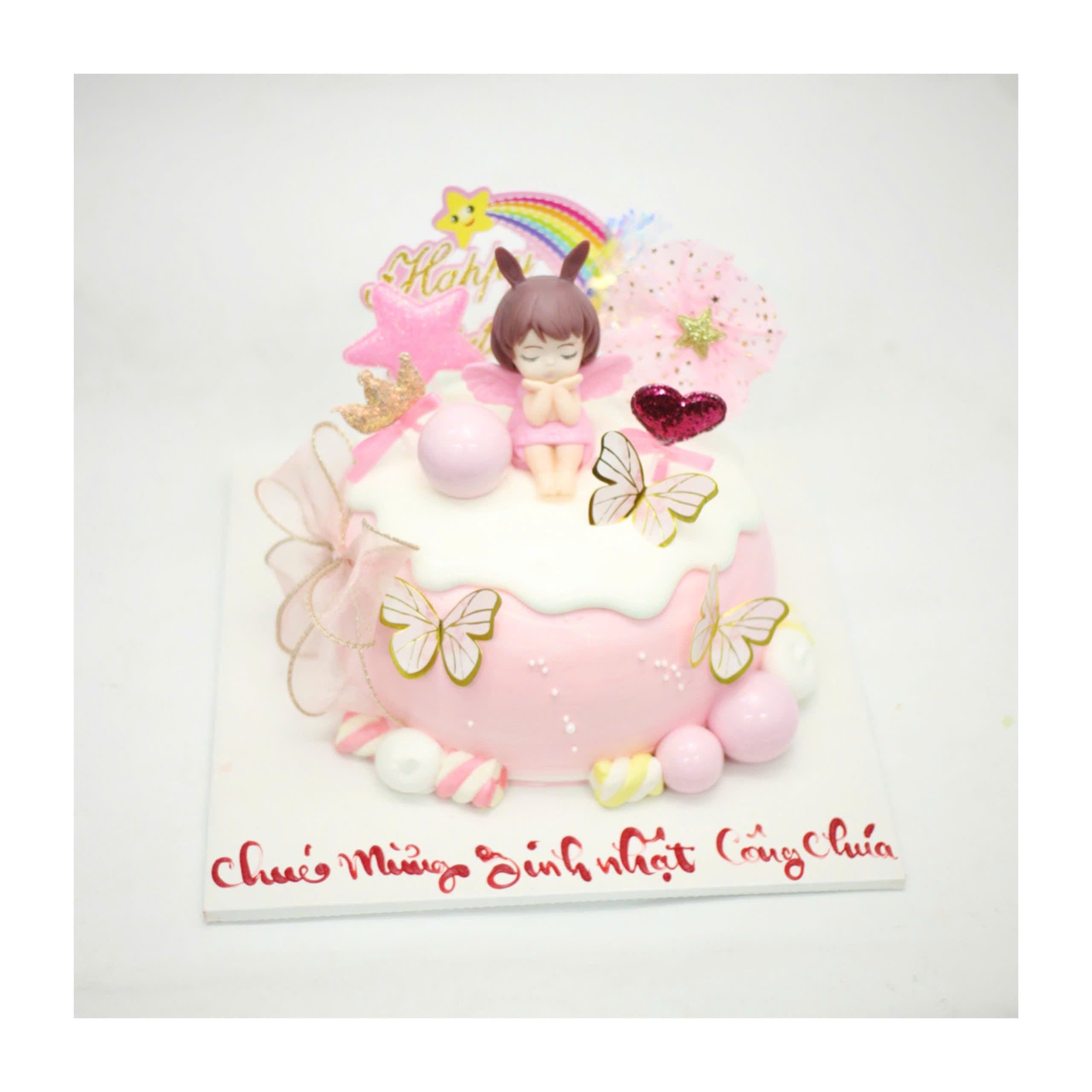 Bánh kem công chúa thỏ hồng bồng bềnh