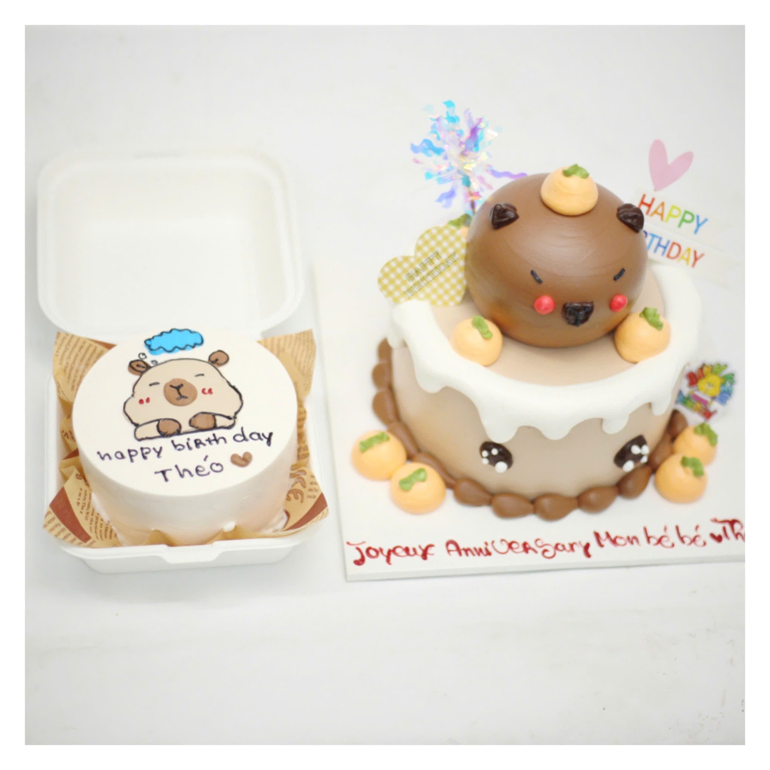 Set bánh kem Capybara và bento dễ thương