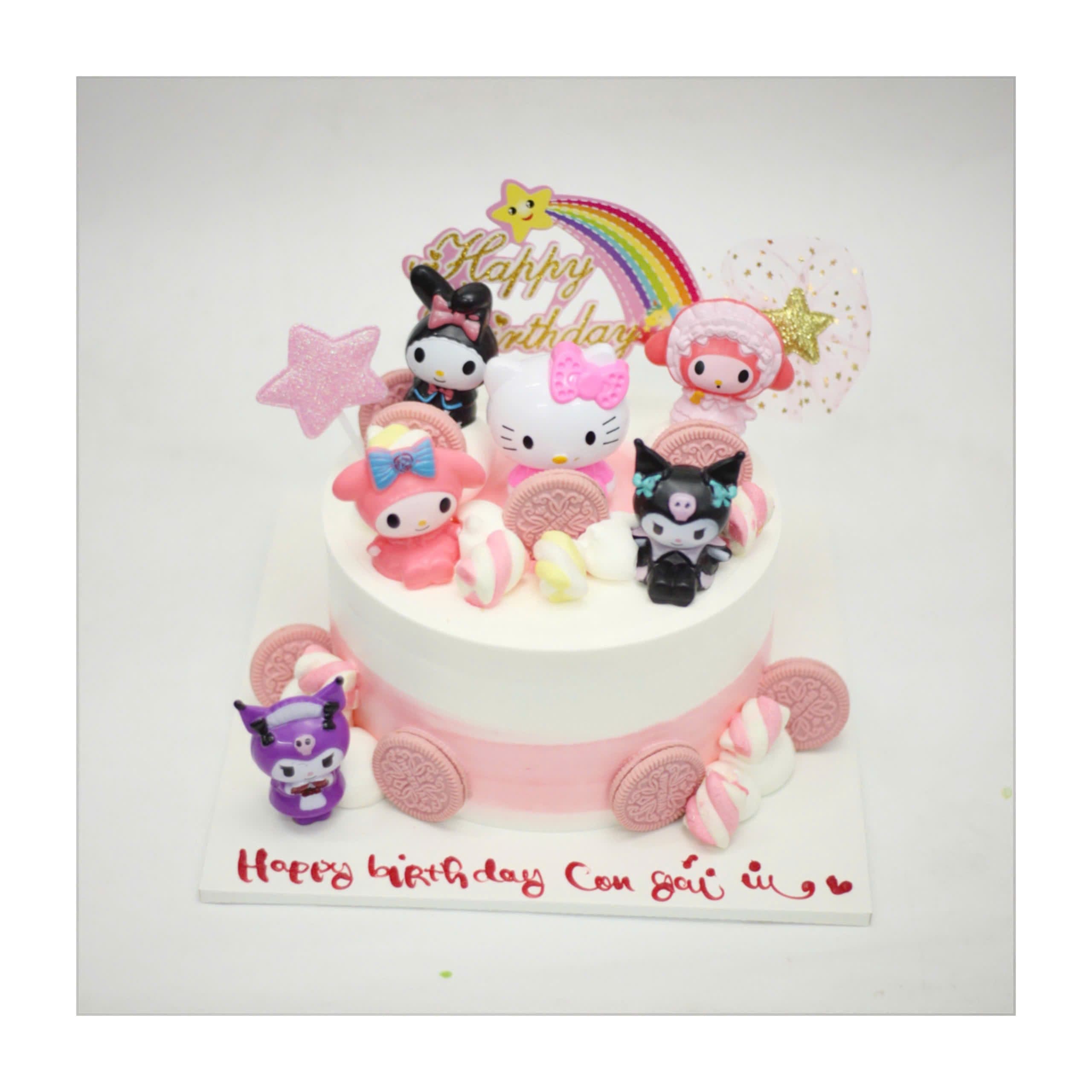 Bánh kem Kuromi và Hello Kitty đa sắc