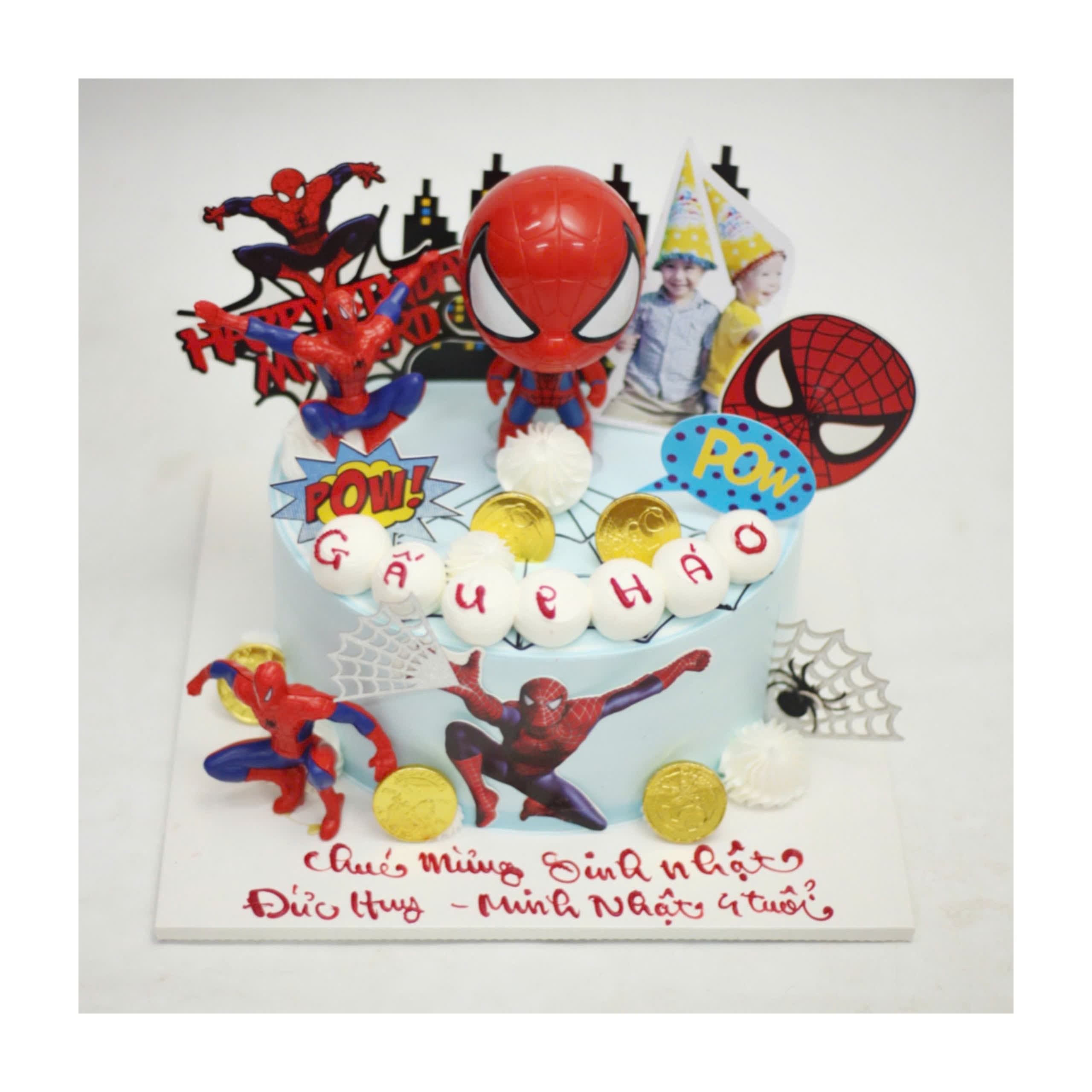 Bánh kem Spider-Man xanh dương cho bé