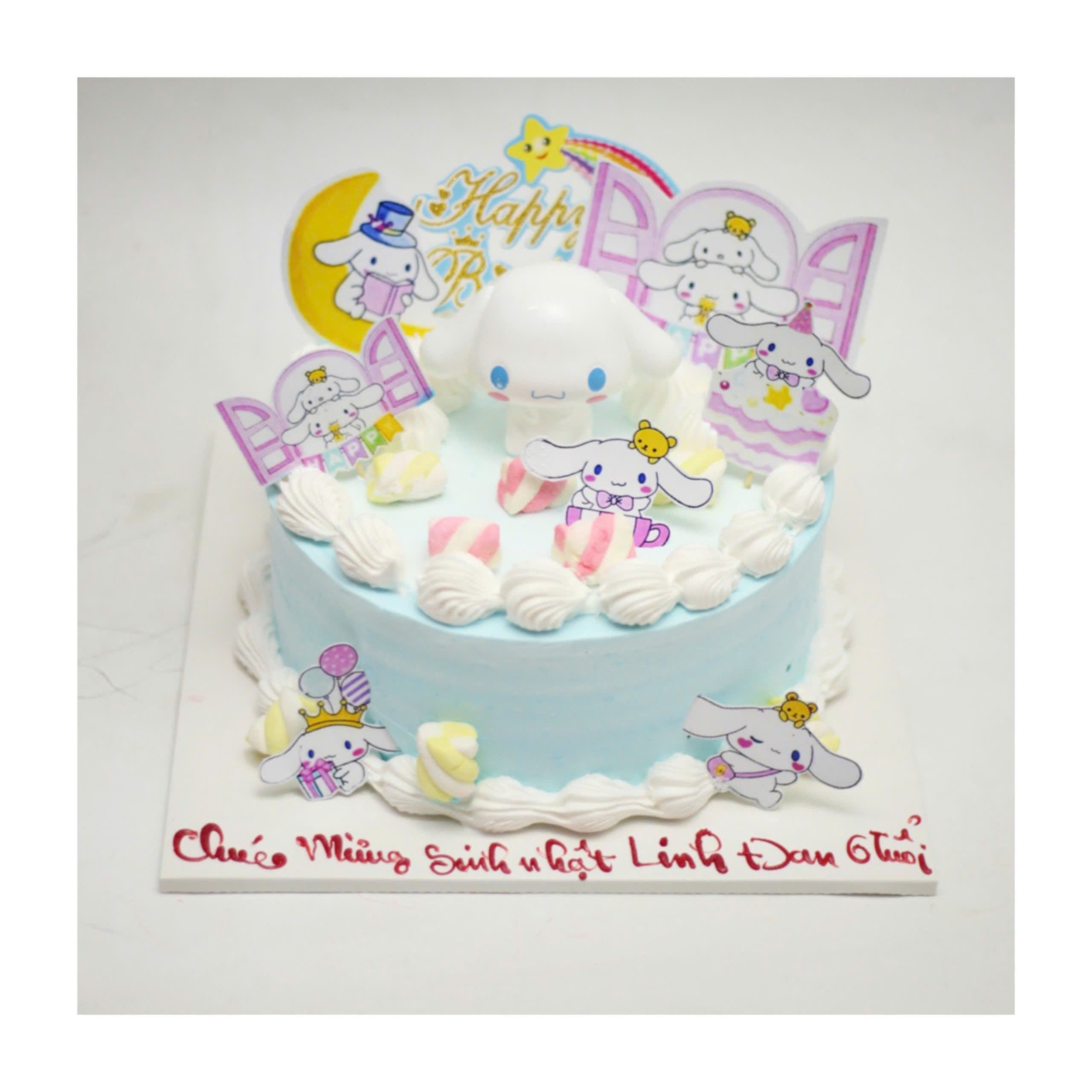 Bánh kem Cinnamoroll xanh trắng dễ thương cho bé