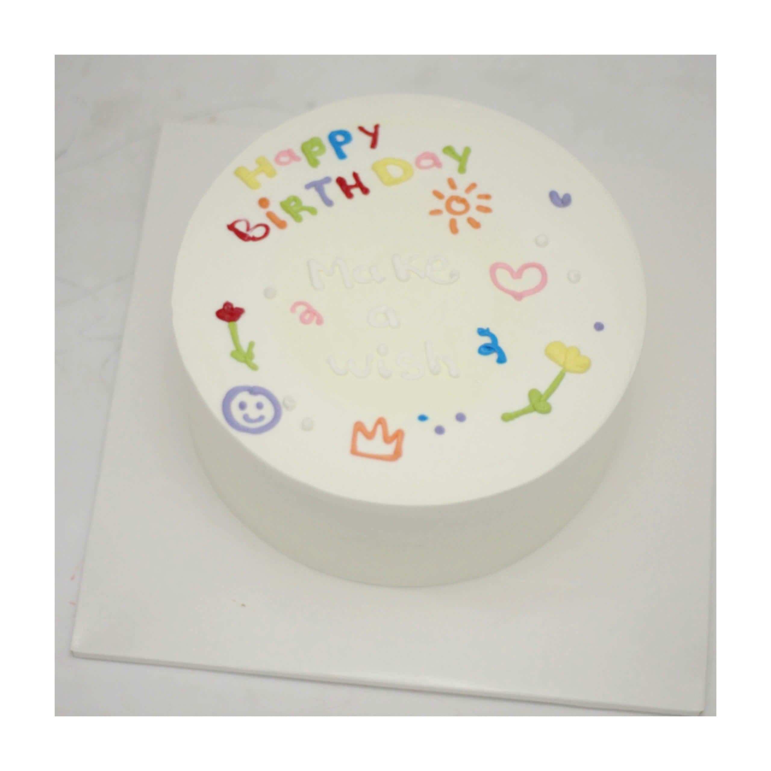 Bánh kem phong cách Hàn Quốc vẽ tay đơn giản