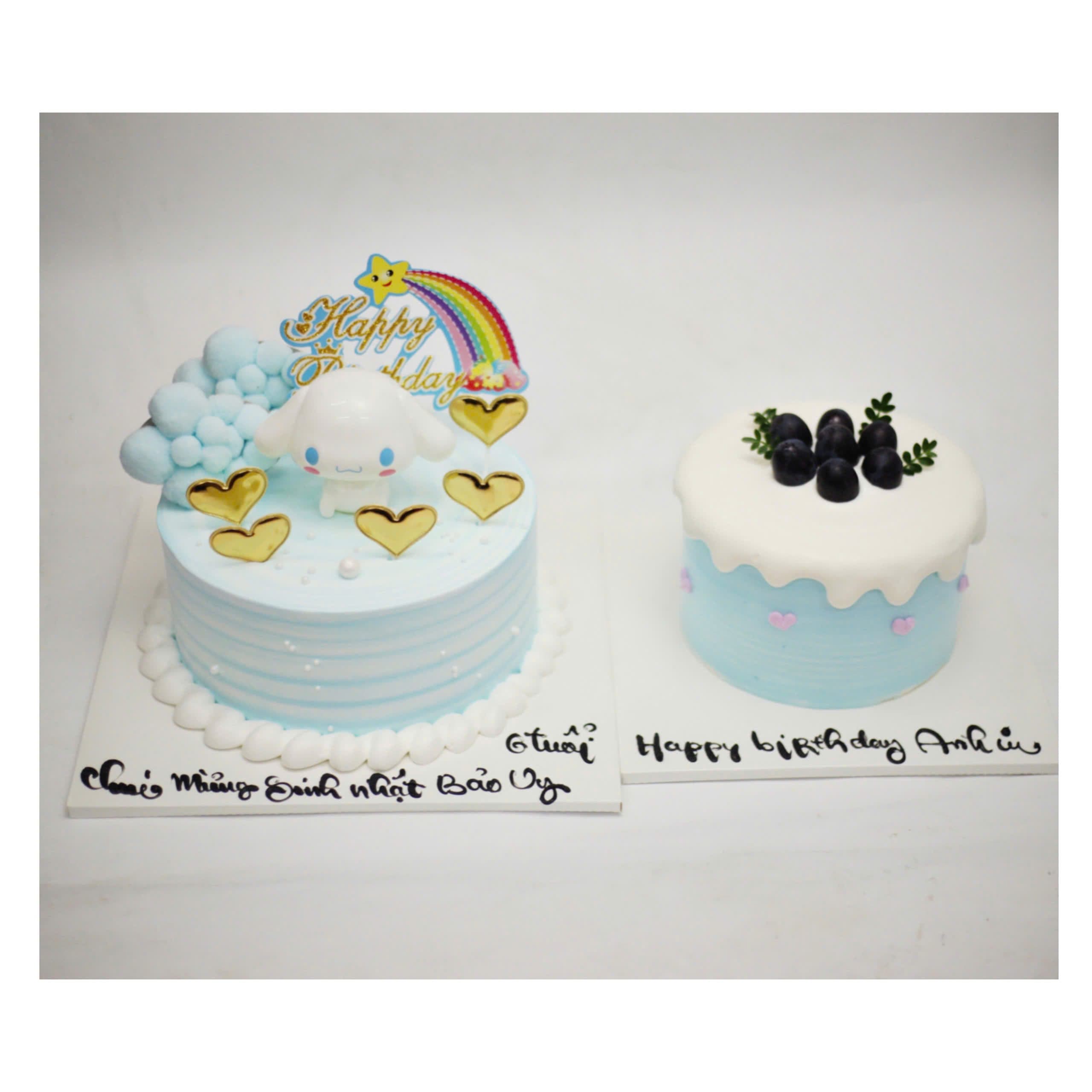 Cặp bánh kem Cinnamoroll xanh dương và nho đen