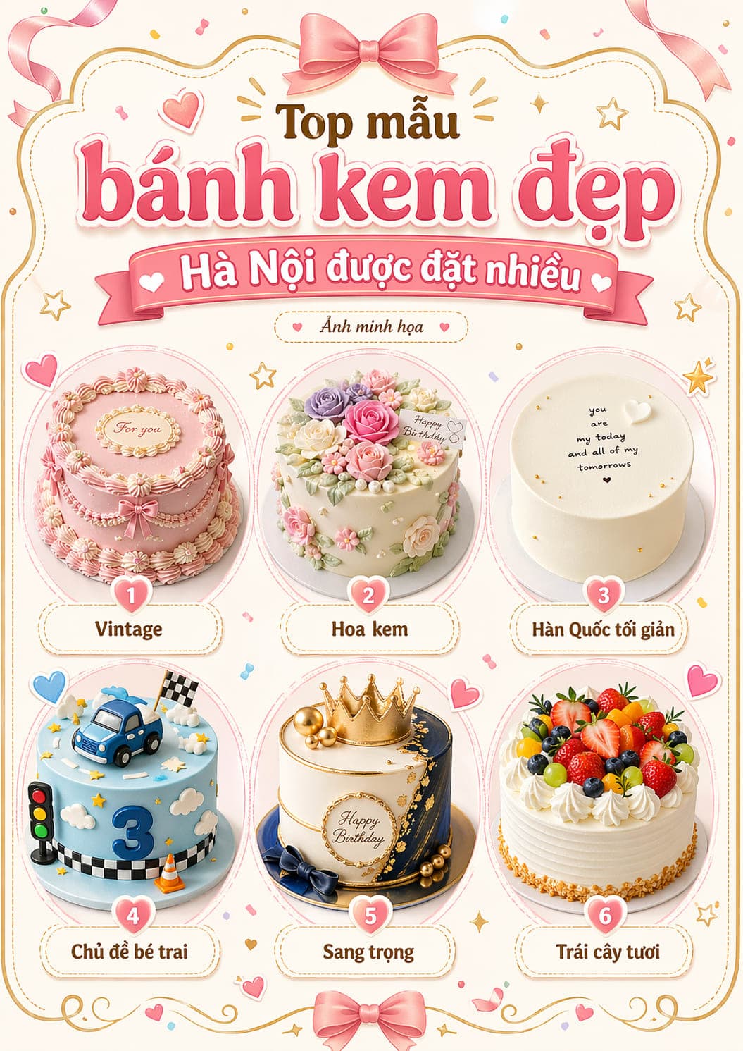 Top mẫu bánh kem đẹp Hà Nội được đặt nhiều