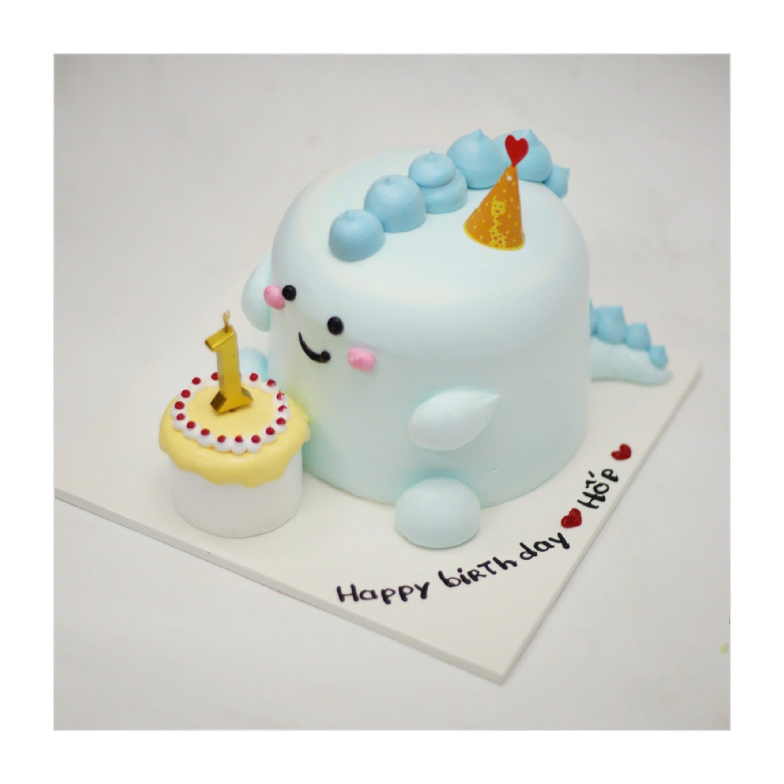 Bánh khủng long xanh pastel đáng yêu