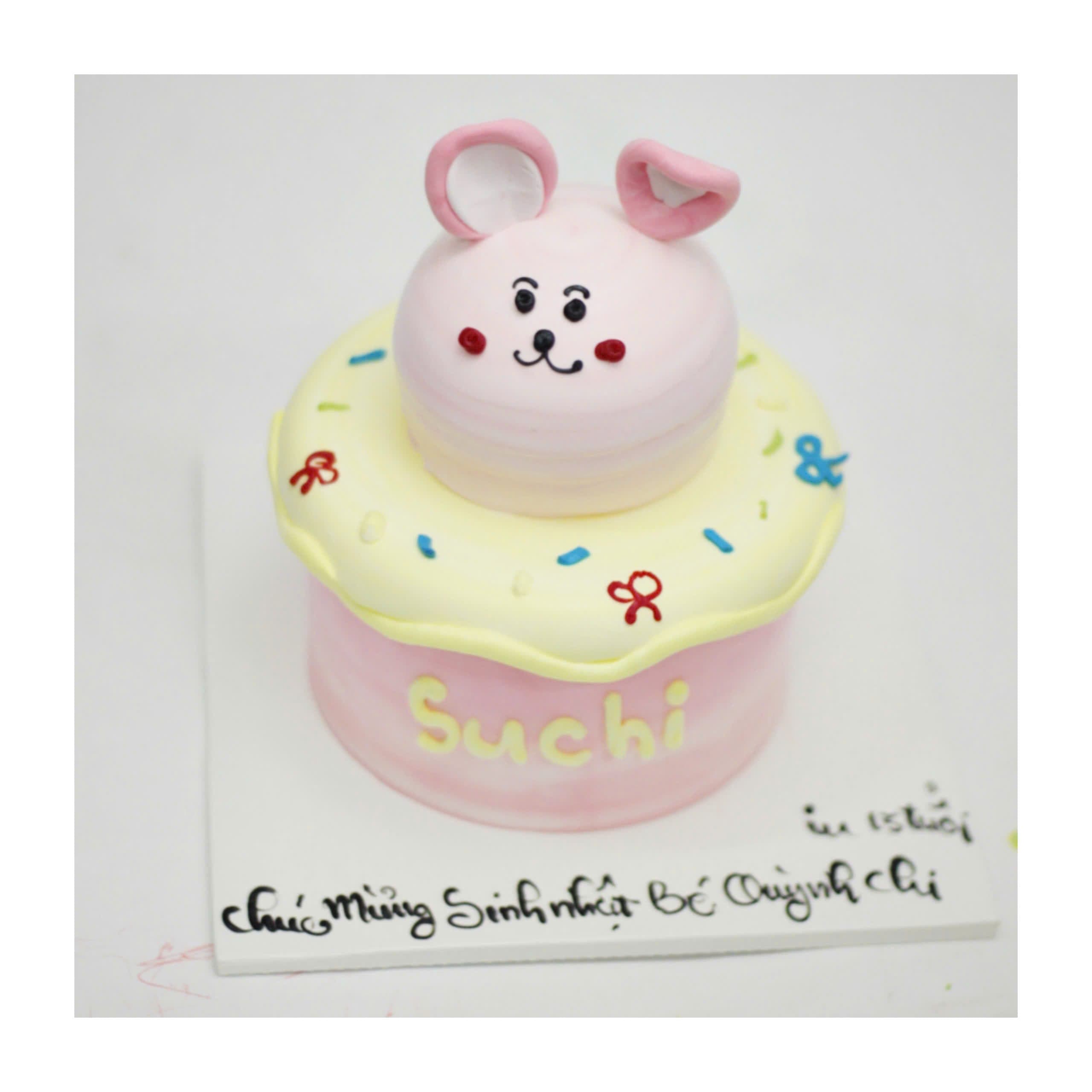 Bánh kem thỏ hồng vàng ngộ nghĩnh