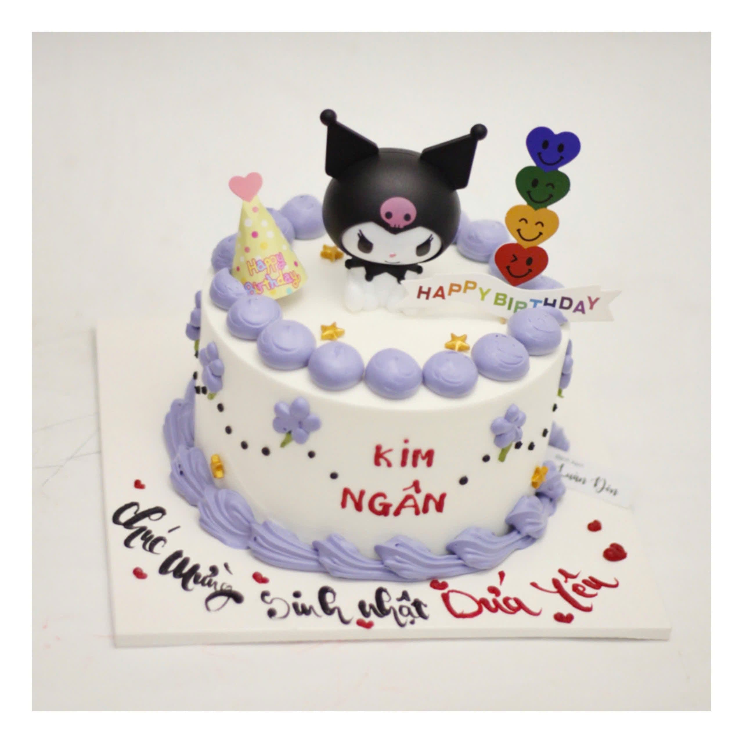 Bánh kem Kuromi tím trắng dễ thương