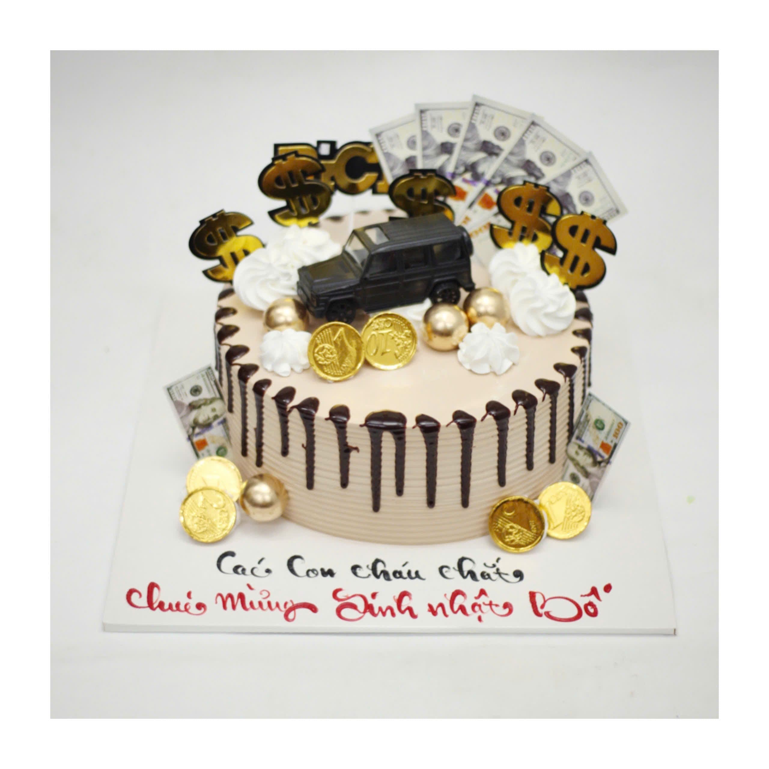 Bánh kem dollar xe đen sang trọng