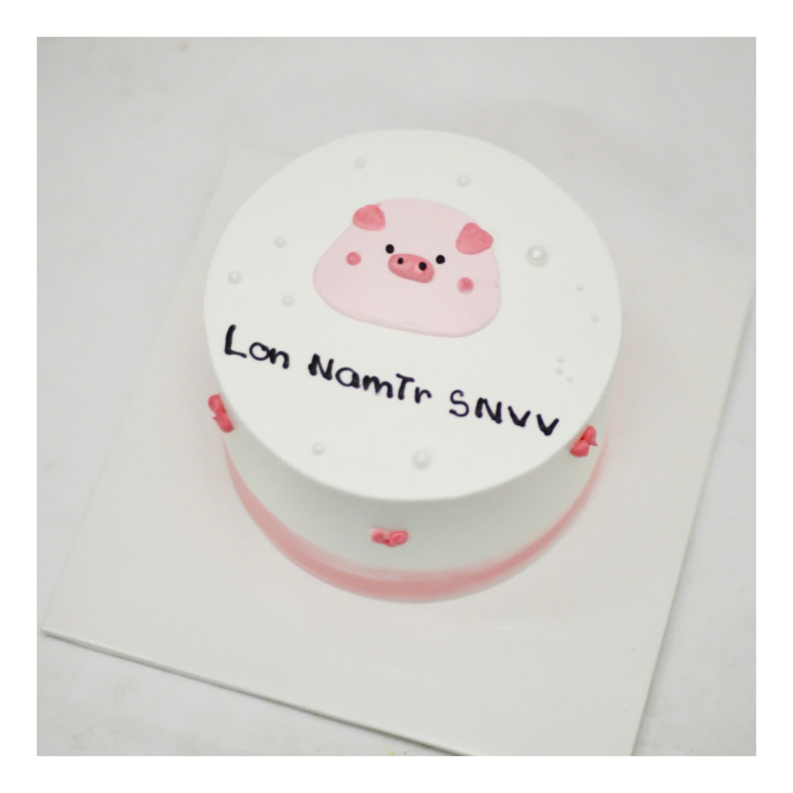 Bánh kem mini vẽ hình chú heo dễ thương