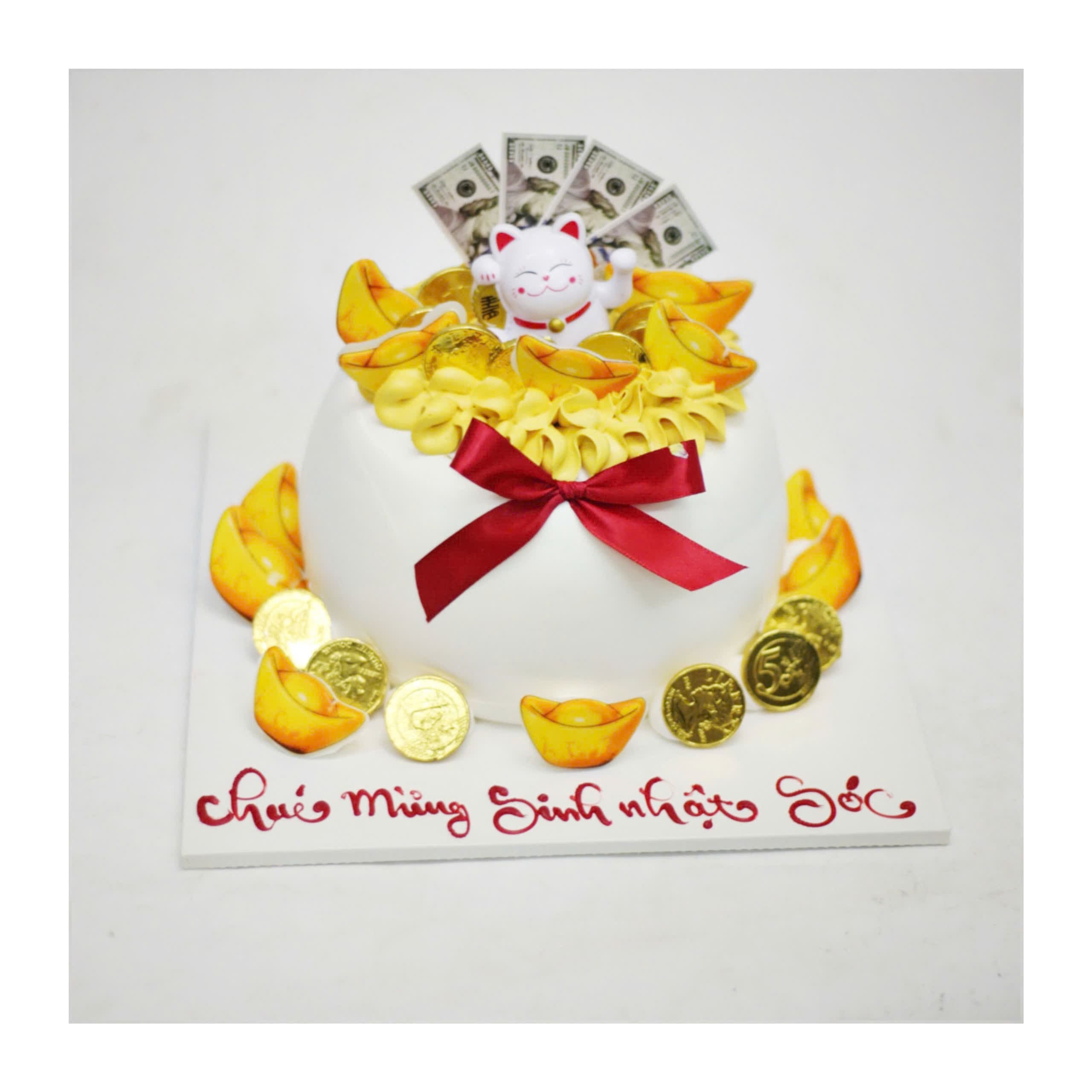 Bánh kem hũ vàng thần tài may mắn
