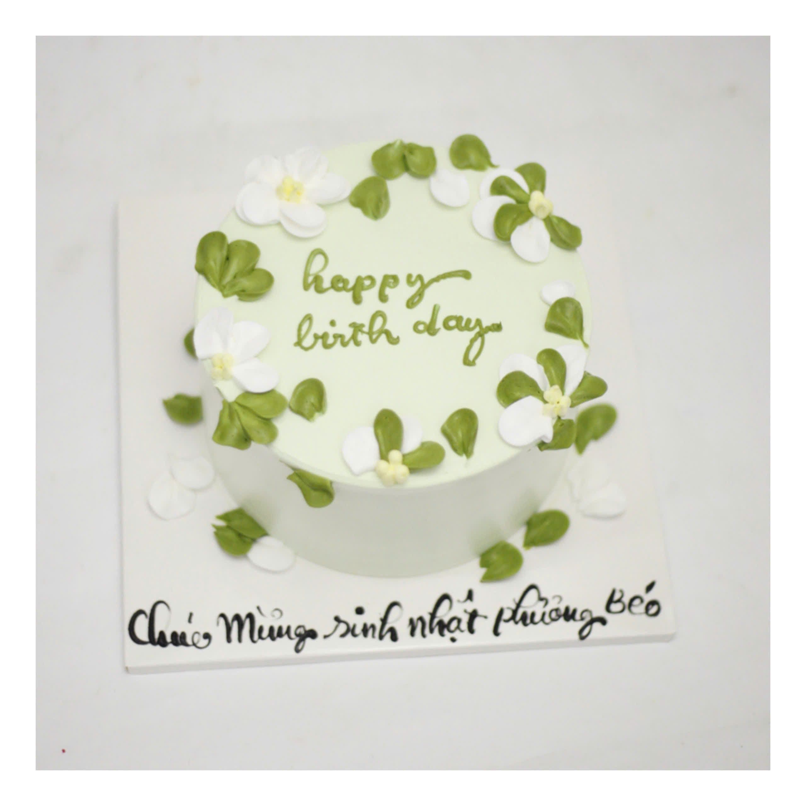 Bánh kem phong cách Hàn Quốc hoa trắng tinh khôi