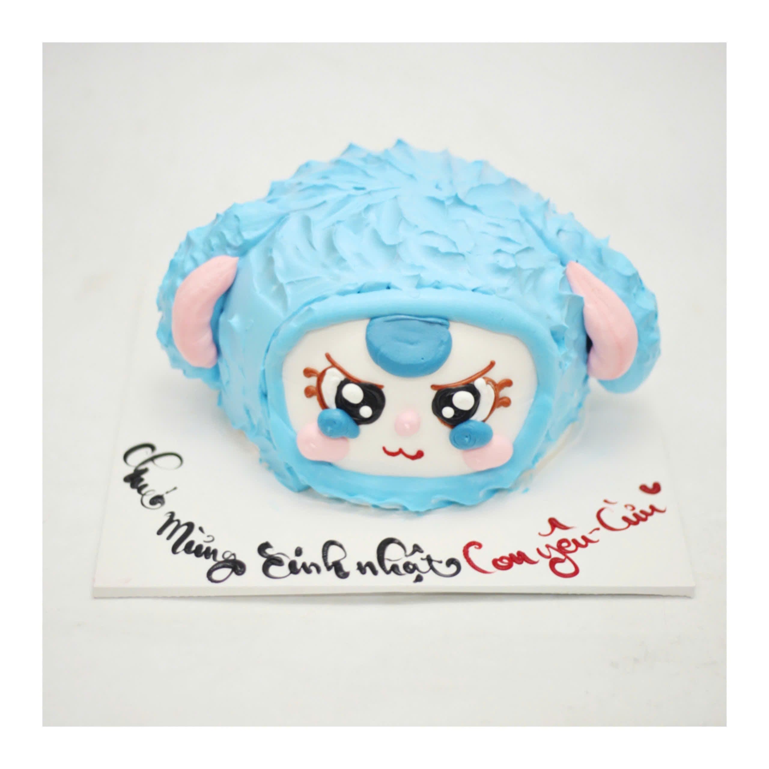 Bánh kem tạo hình nhân vật hoạt hình xanh dương