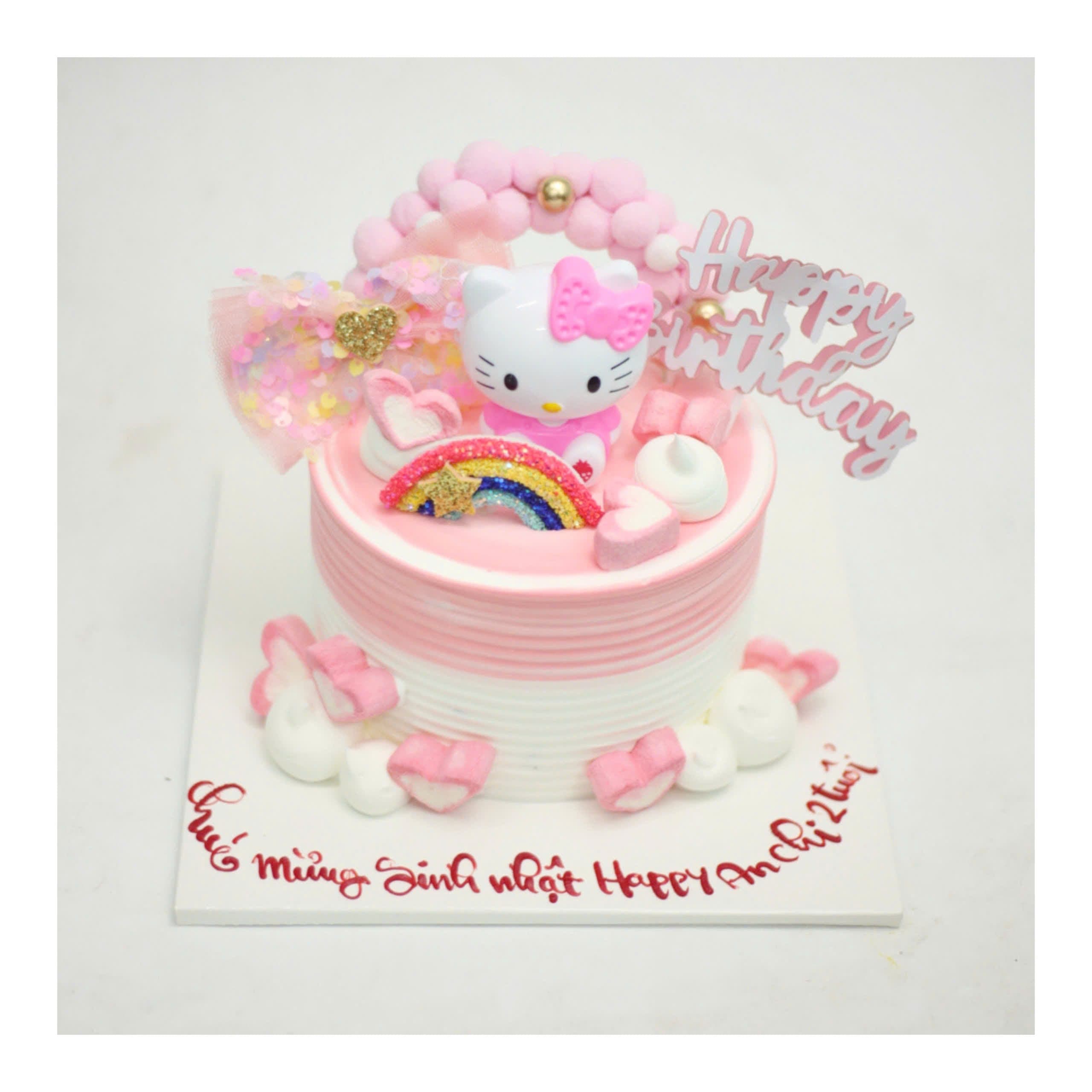 Bánh kem Hello Kitty màu hồng dễ thương