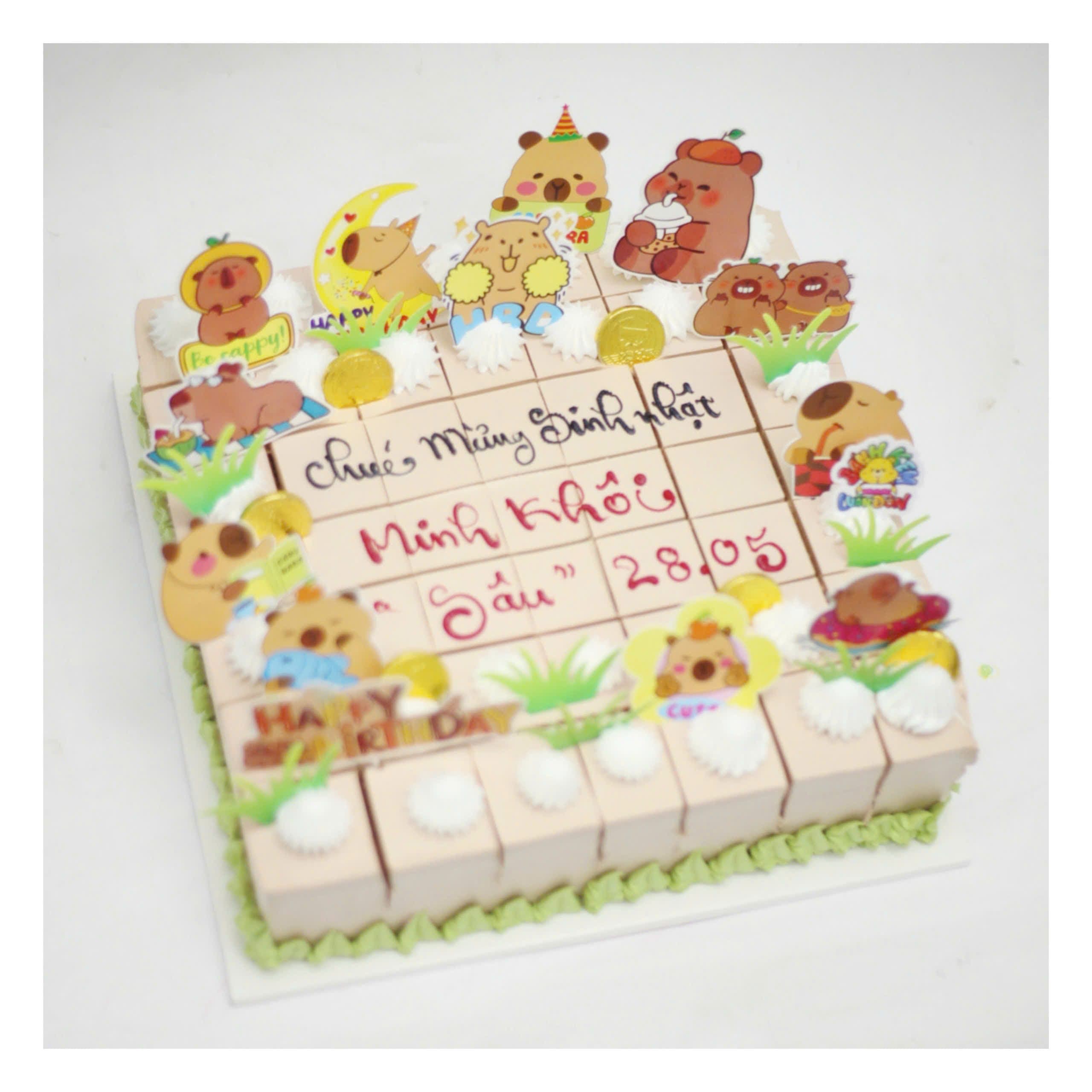 Bánh kem cắt miếng Capybara trang trí đáng yêu