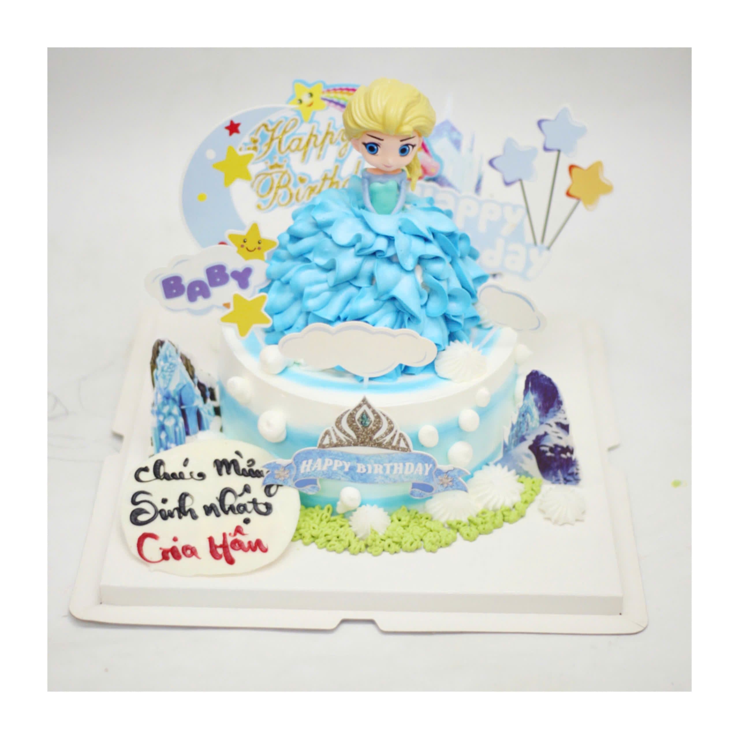 Bánh kem công chúa Elsa màu xanh dương
