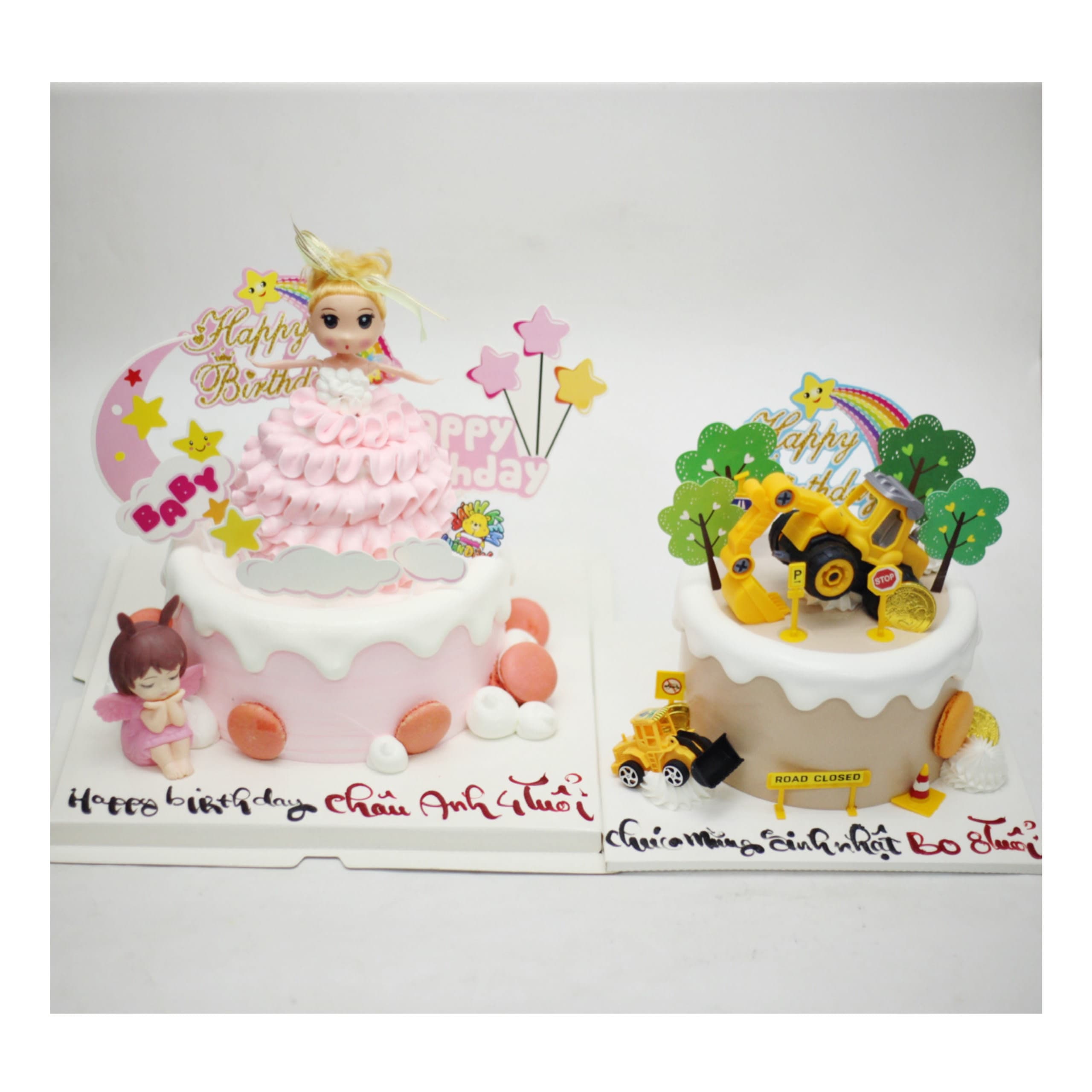 Combo bánh kem nàng công chúa và xe cần cẩu