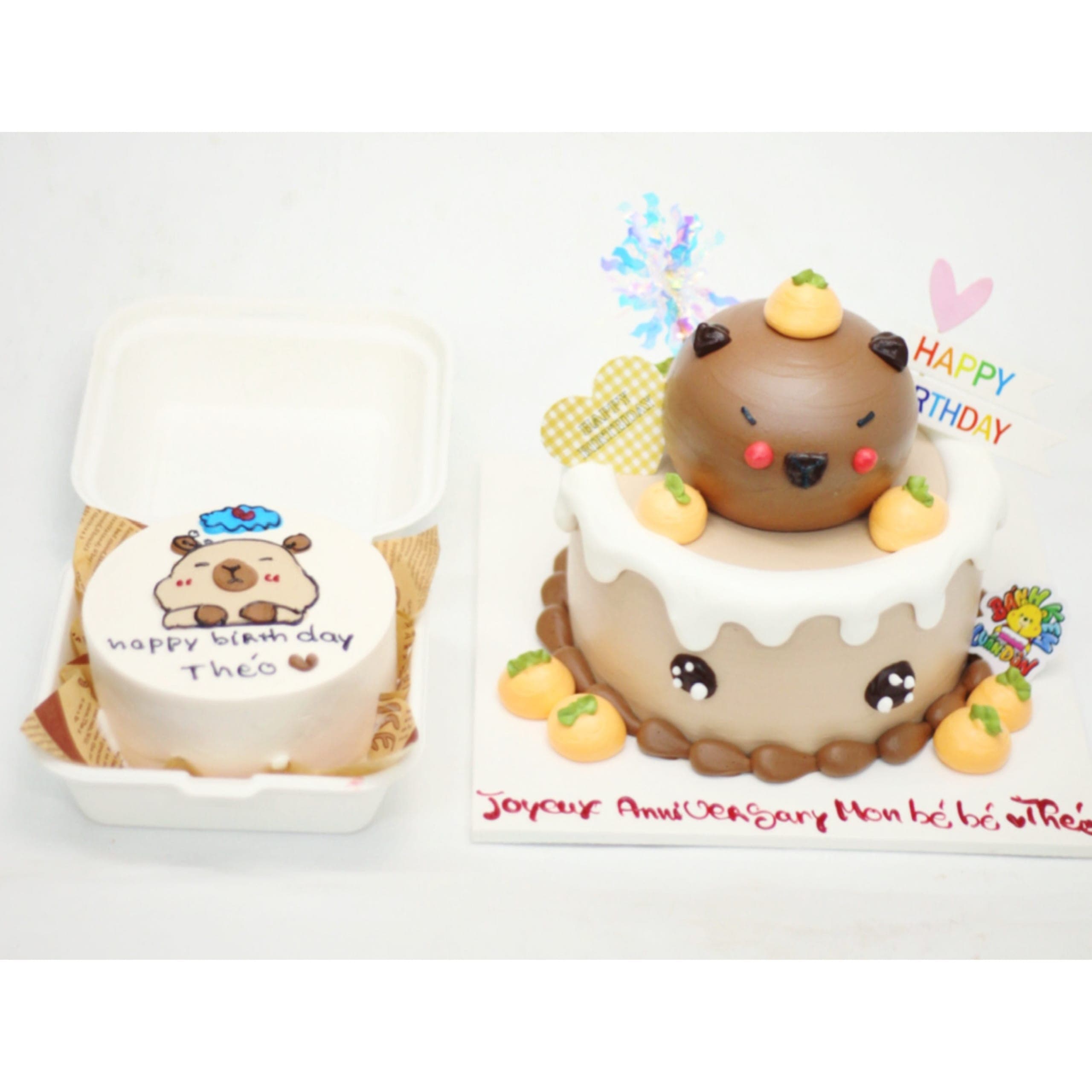 Combo bánh kem Capybara và bánh bento nhỏ xinh