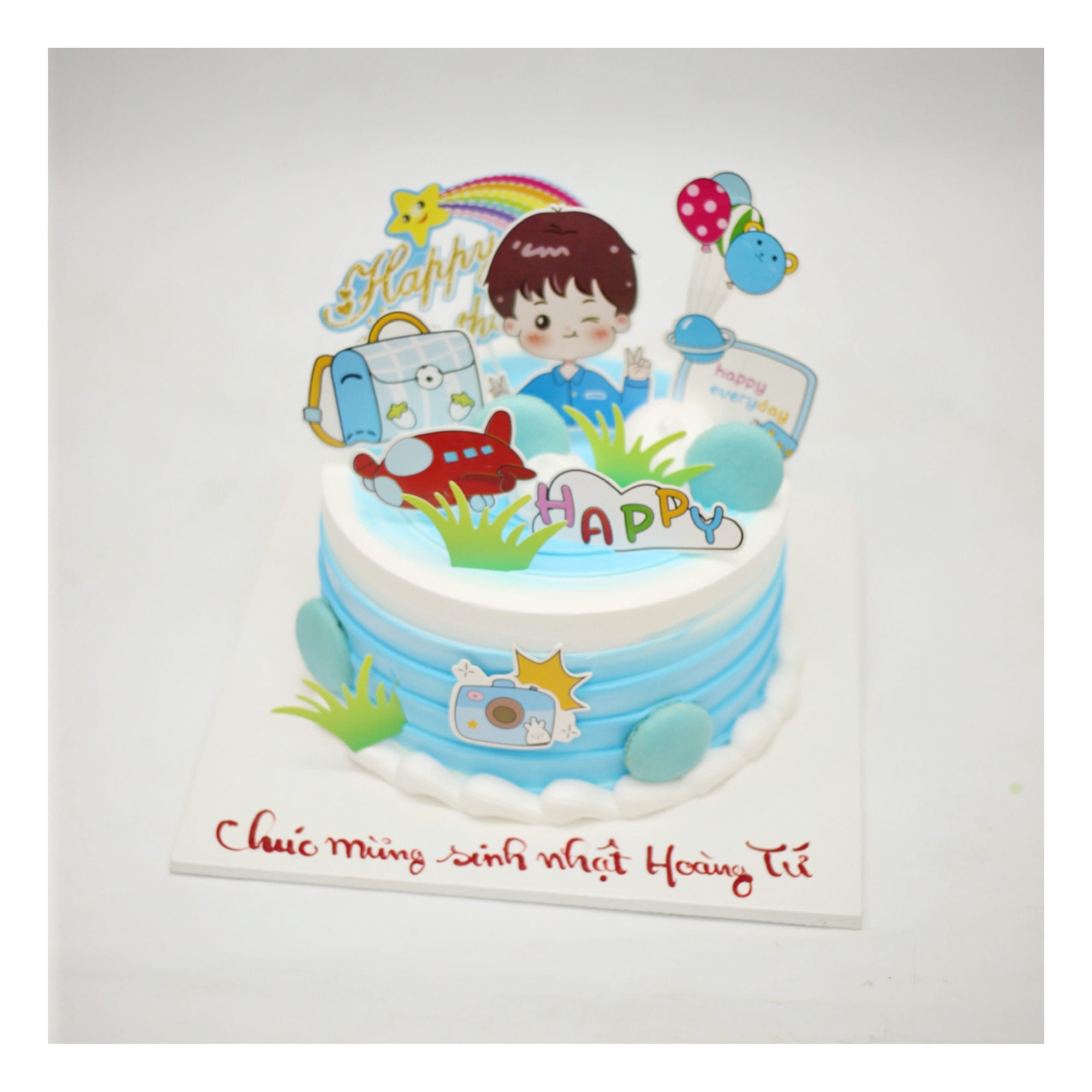 Bánh kem bé trai chủ đề máy bay đáng yêu