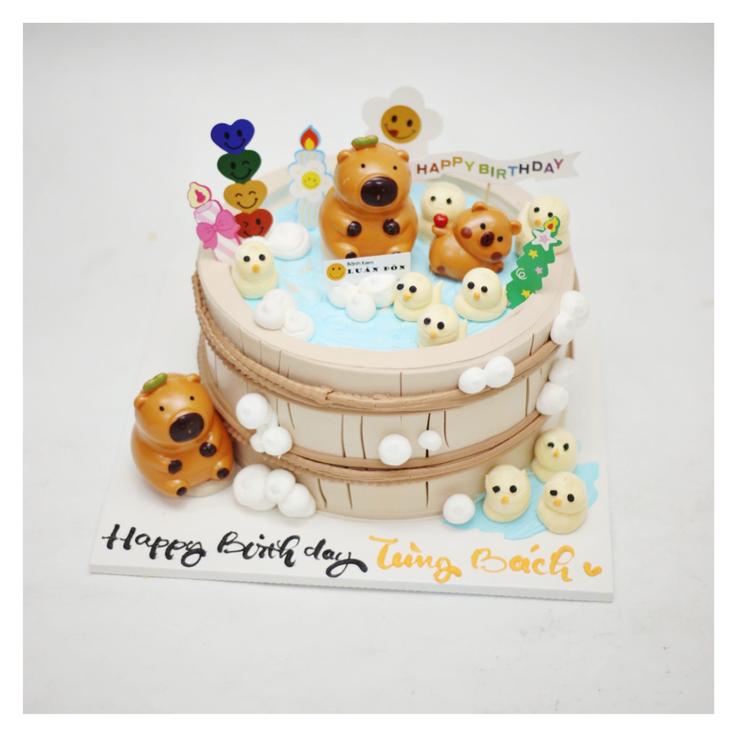 Bánh kem Capybara tắm bồn thư giãn siêu dễ thương