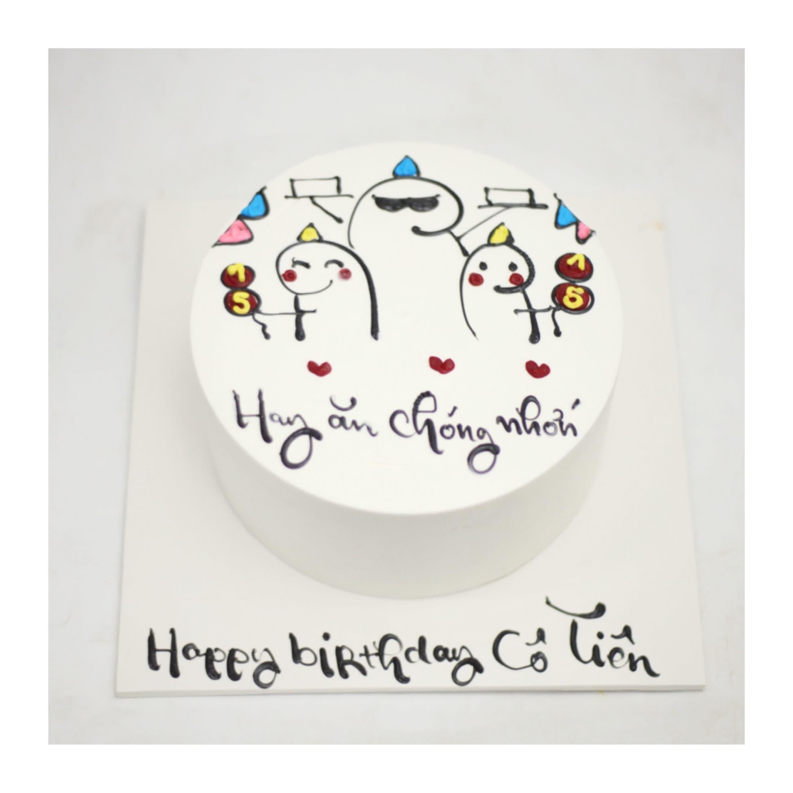 Bánh kem vẽ hình chibi vui nhộn mừng sinh nhật