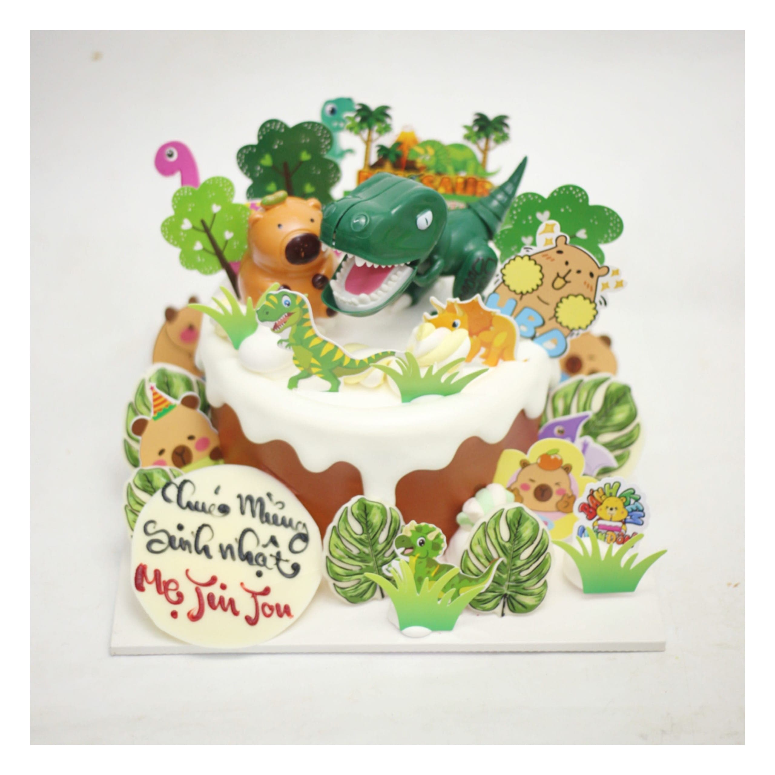 Bánh kem khủng long xanh đáng yêu cho bé