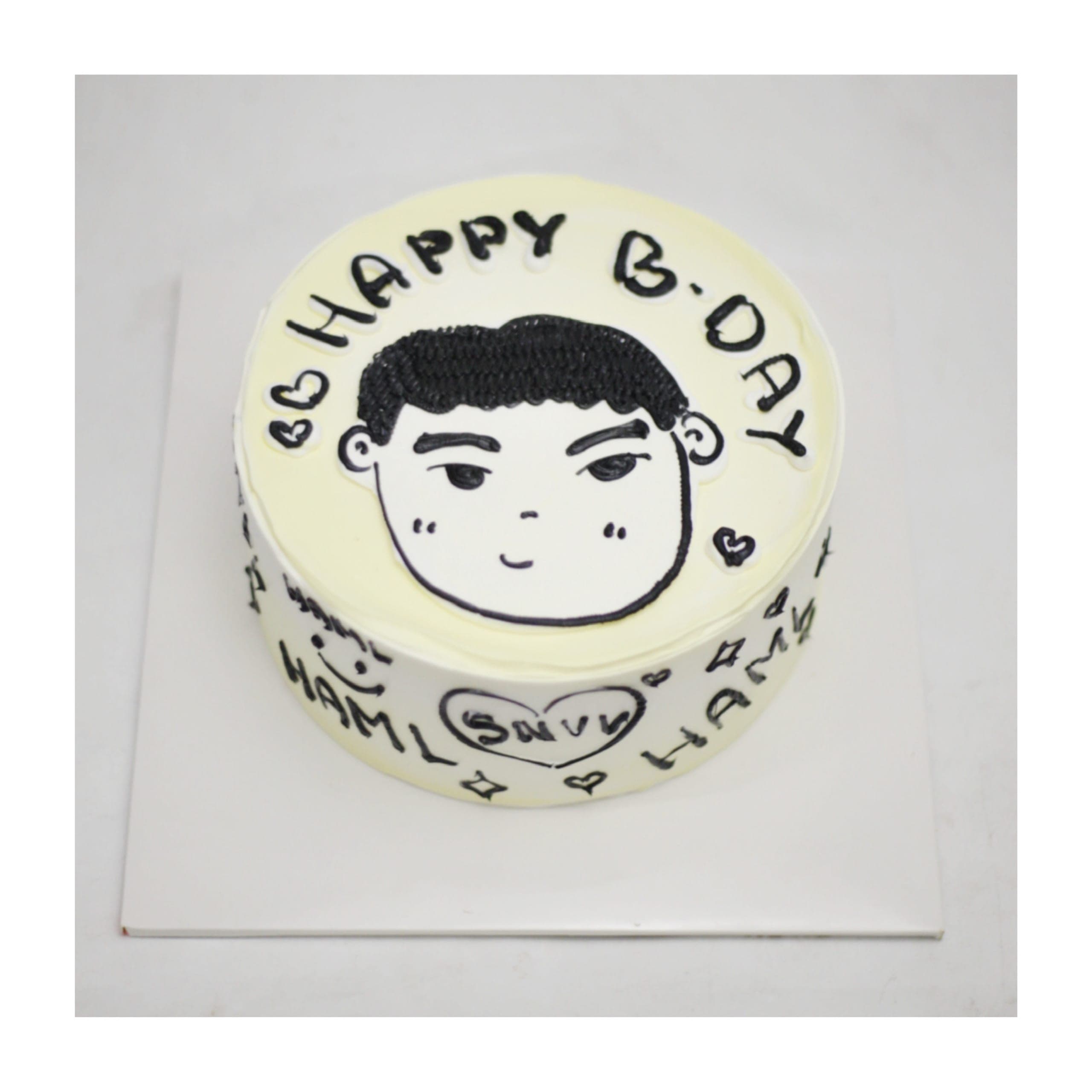 Bánh kem vẽ hình chân dung nam tối giản