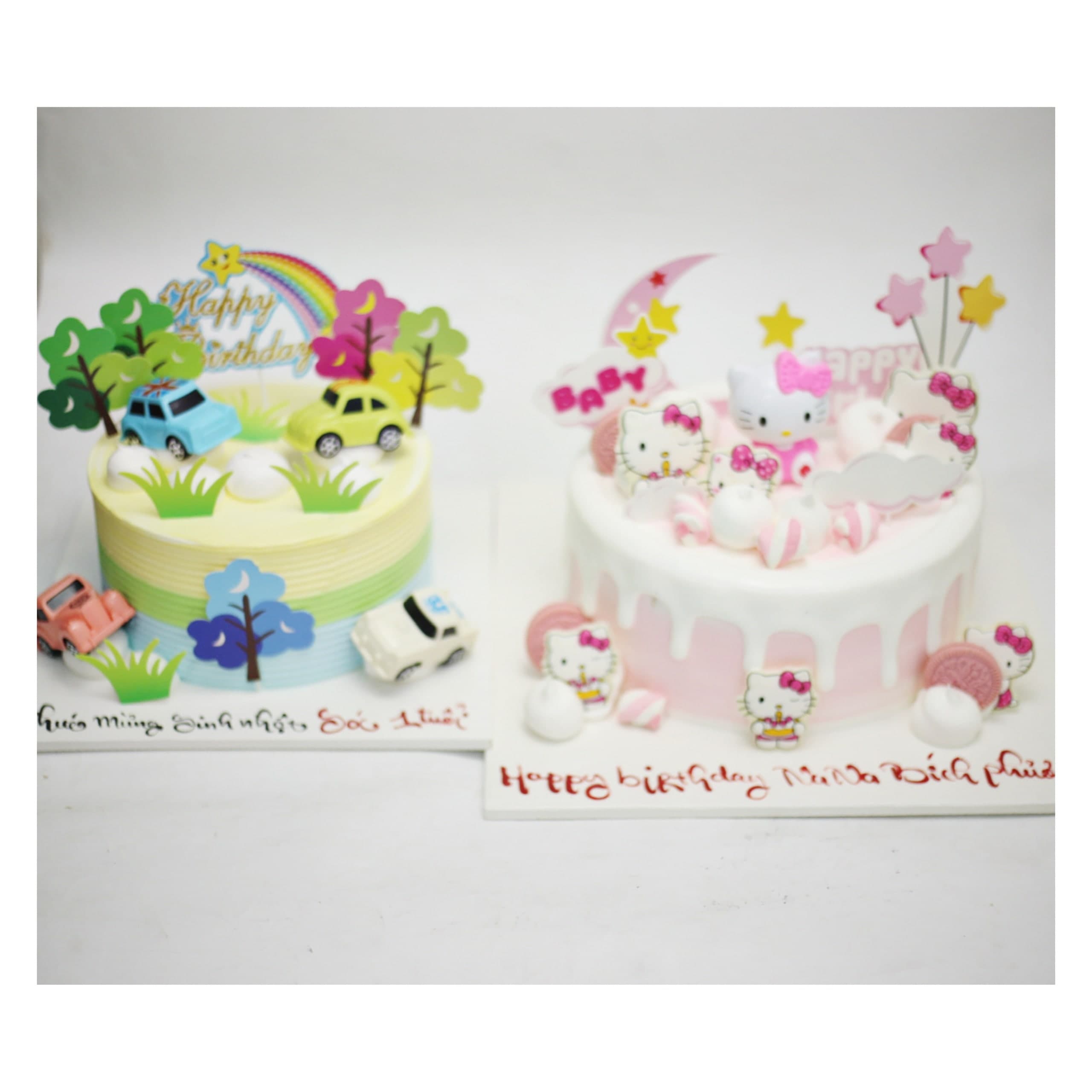 Combo bánh kem ô tô và Hello Kitty