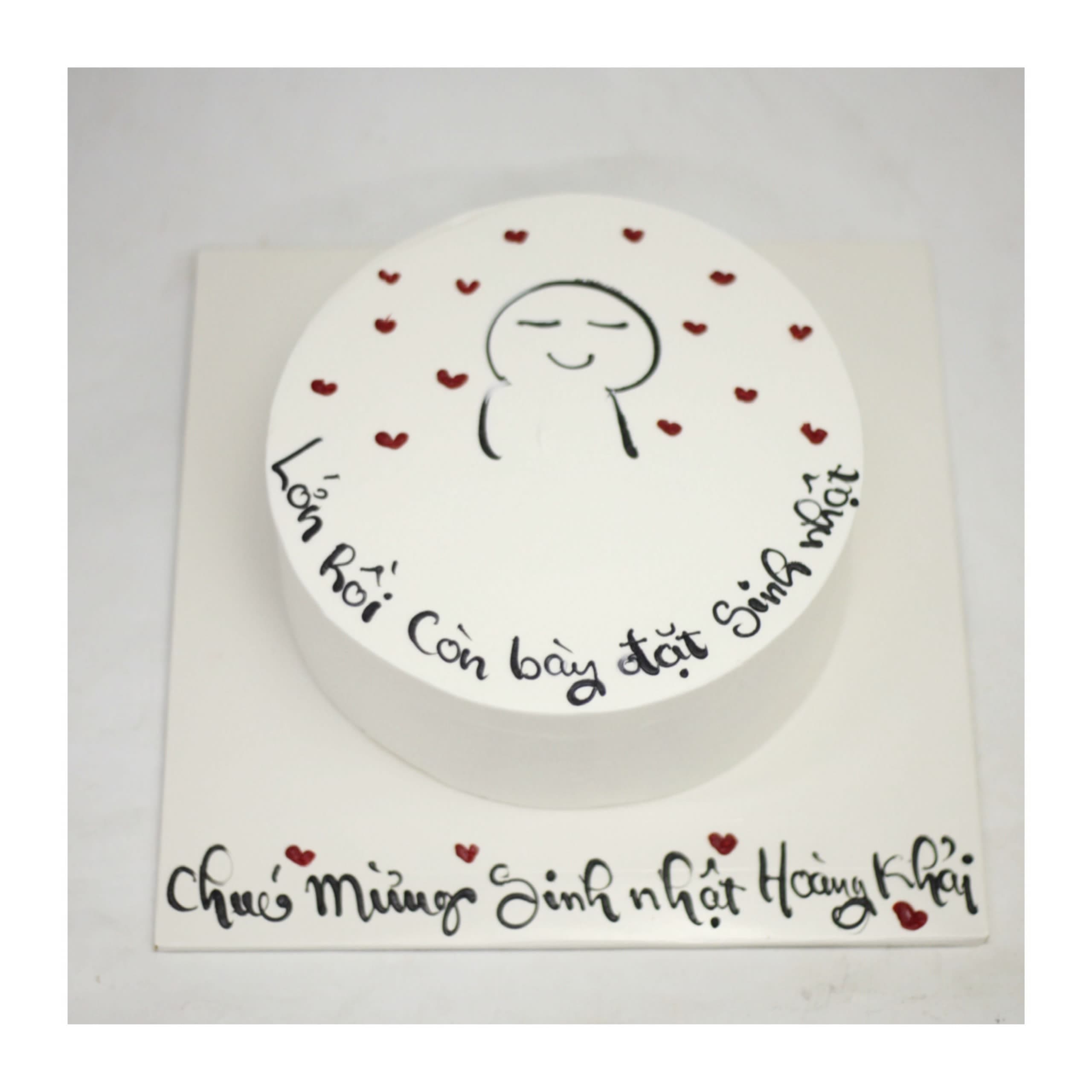 Bánh kem trắng tối giản hình vẽ hài hước