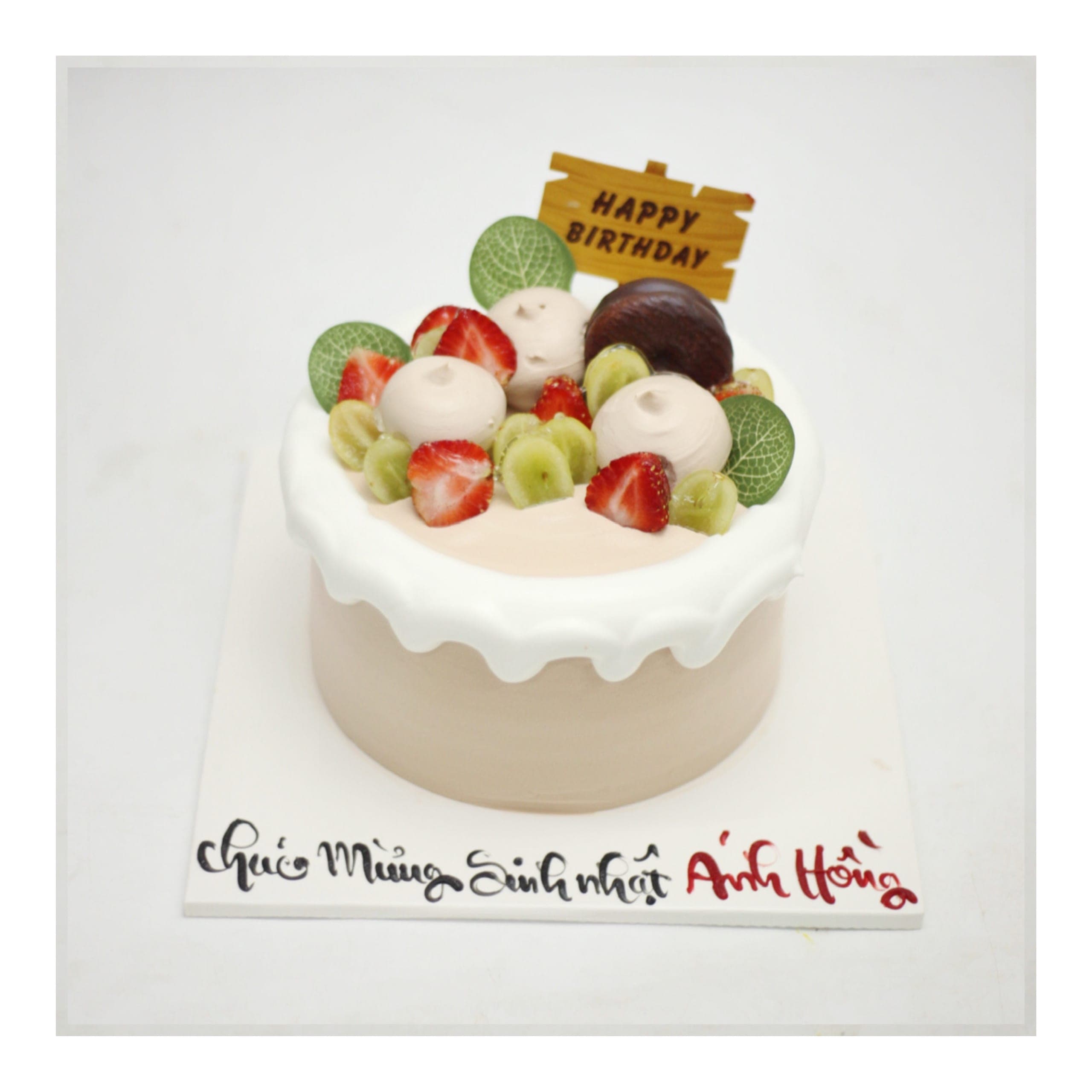 Bánh sinh nhật decor trái cây tươi dâu nho