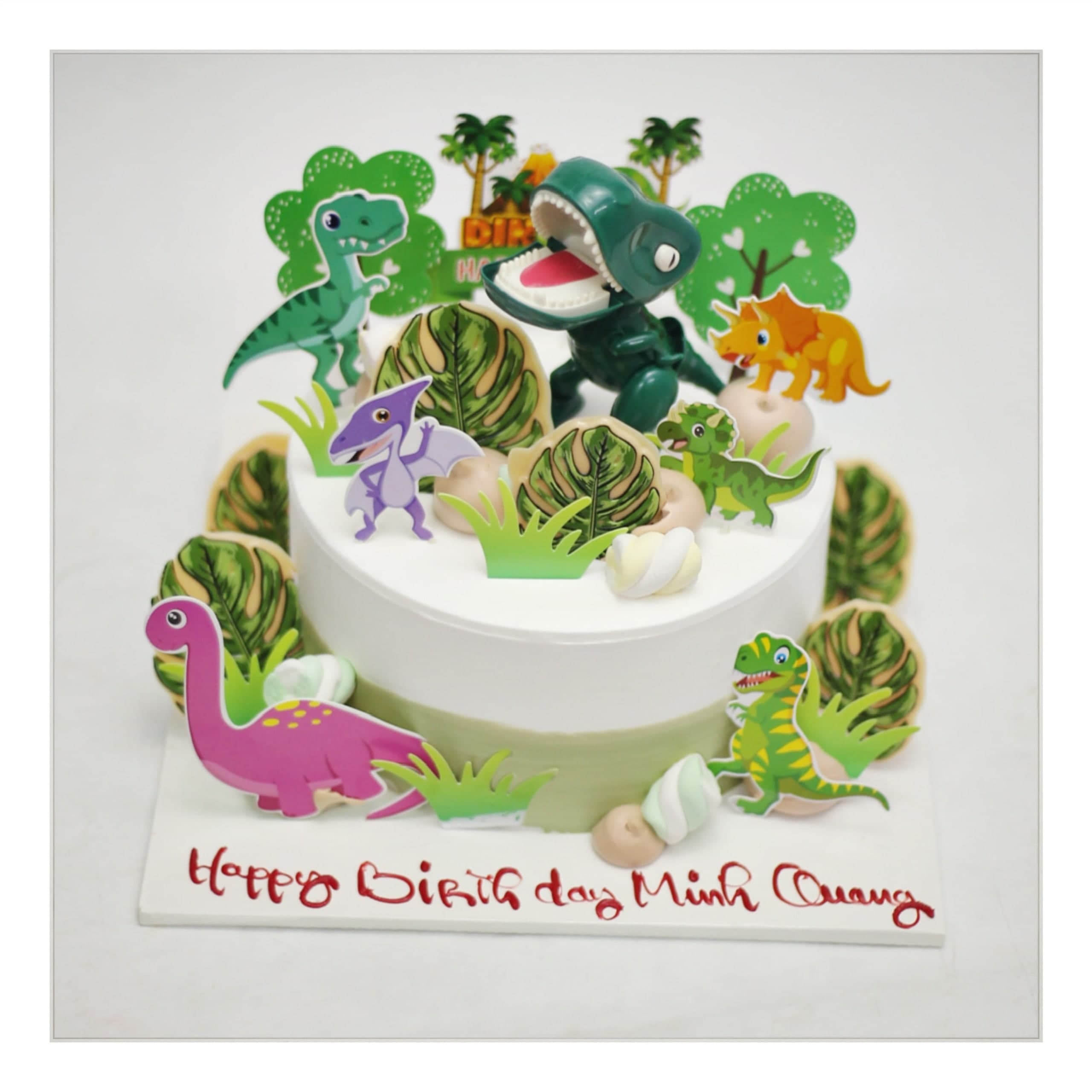 Bánh kem chủ đề khủng long xanh ngộ nghĩnh