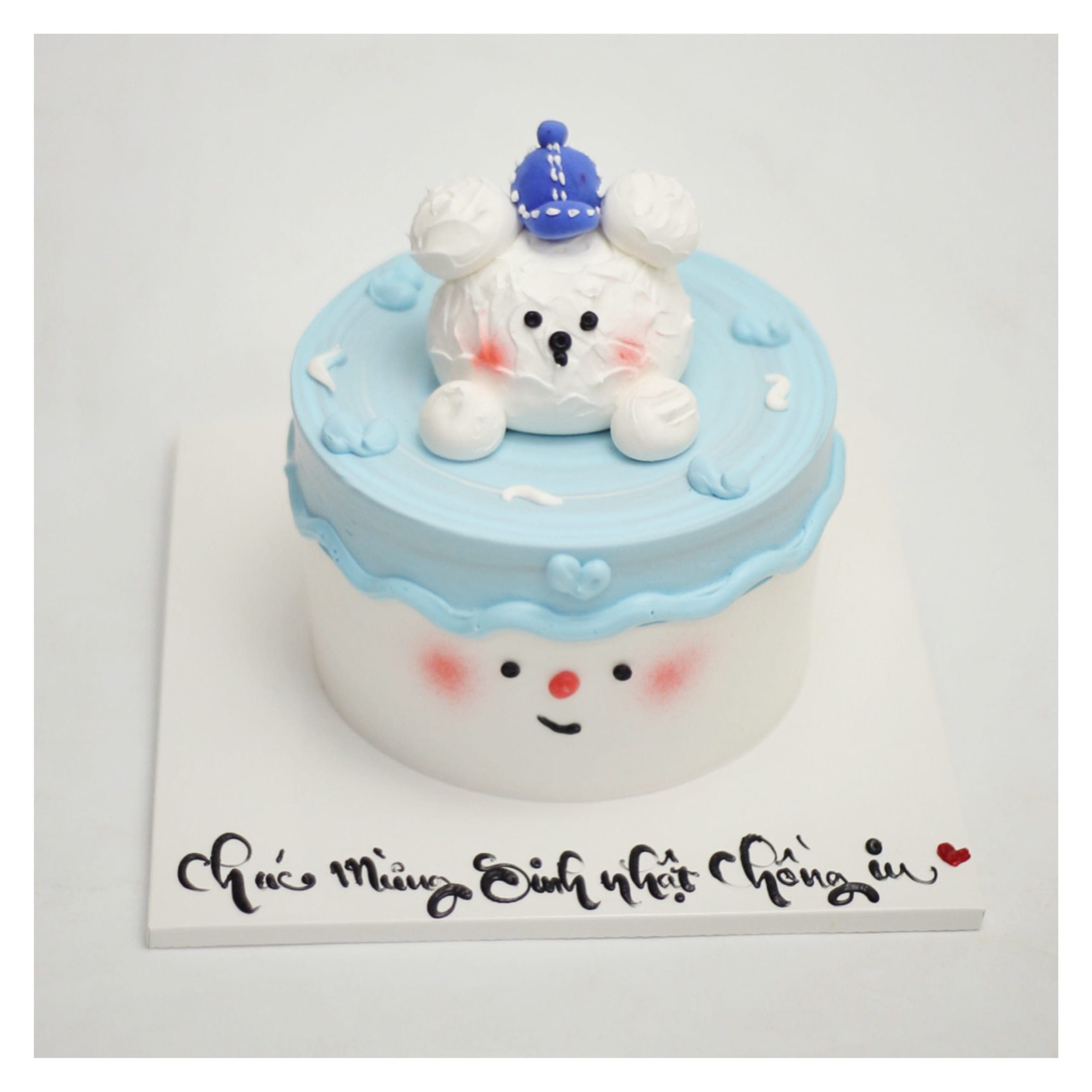 Bánh kem gấu trắng đáng yêu cho chồng